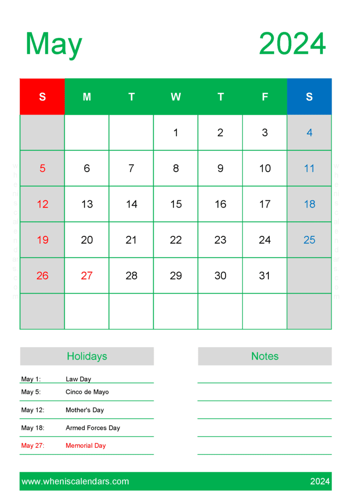 Free Calendar Template May M