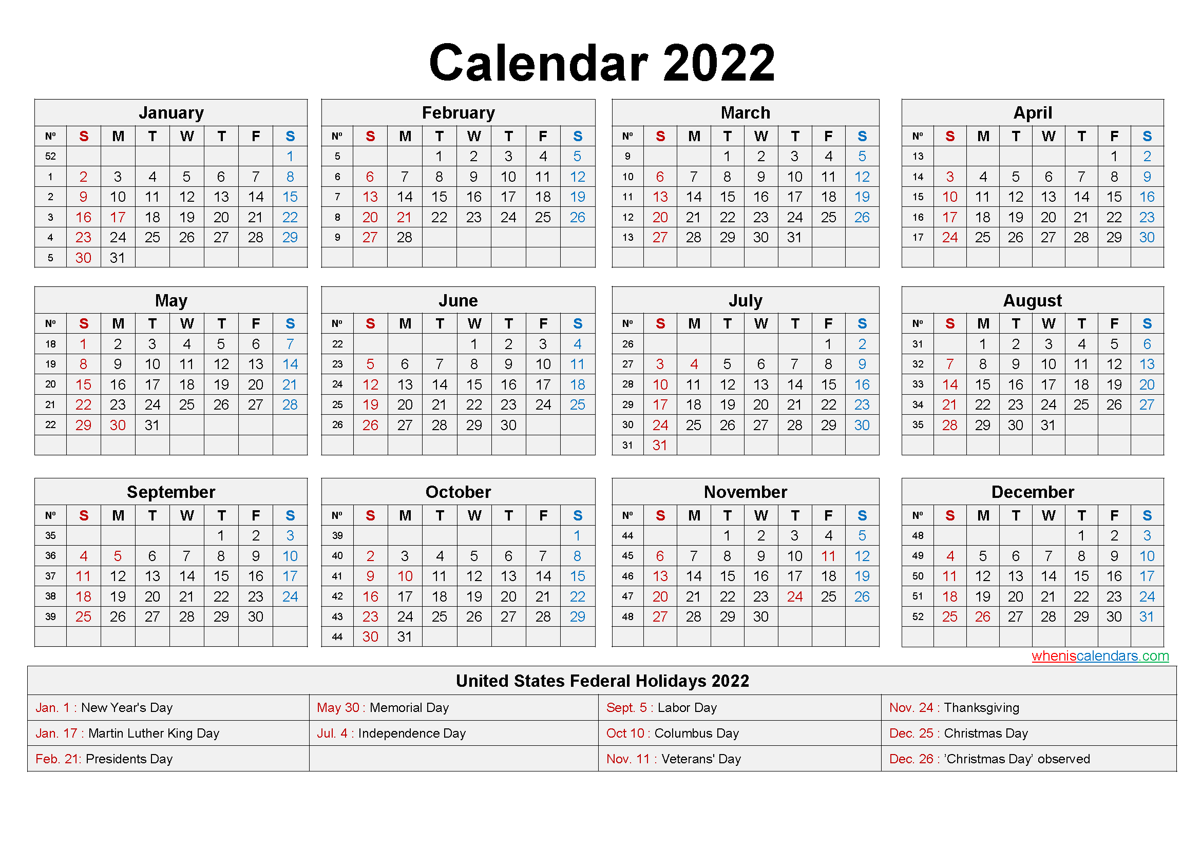 calendar with federal holidays 2022 Off 72