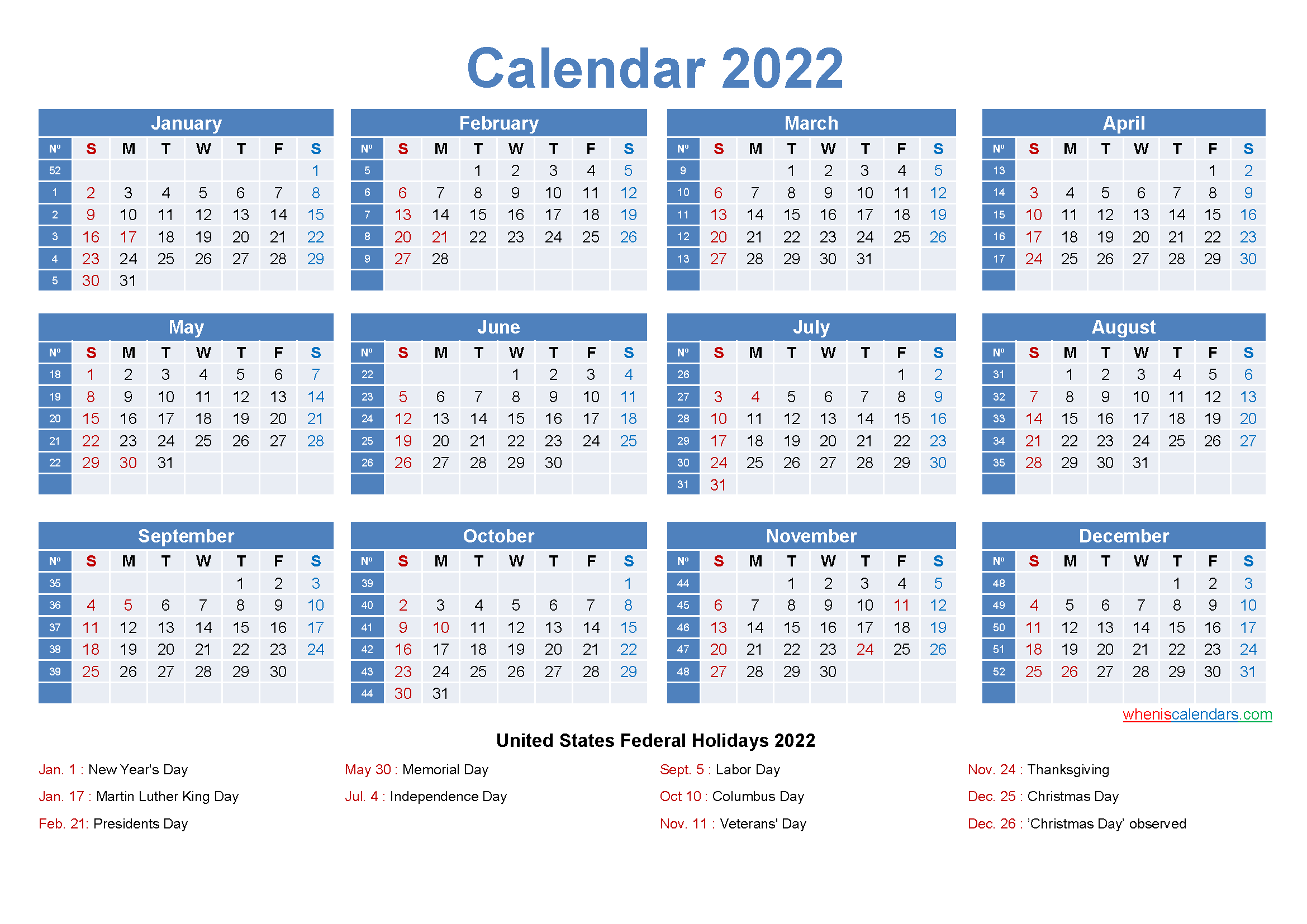 free printable 2022 calendar with holidays calendar 2022 large desk