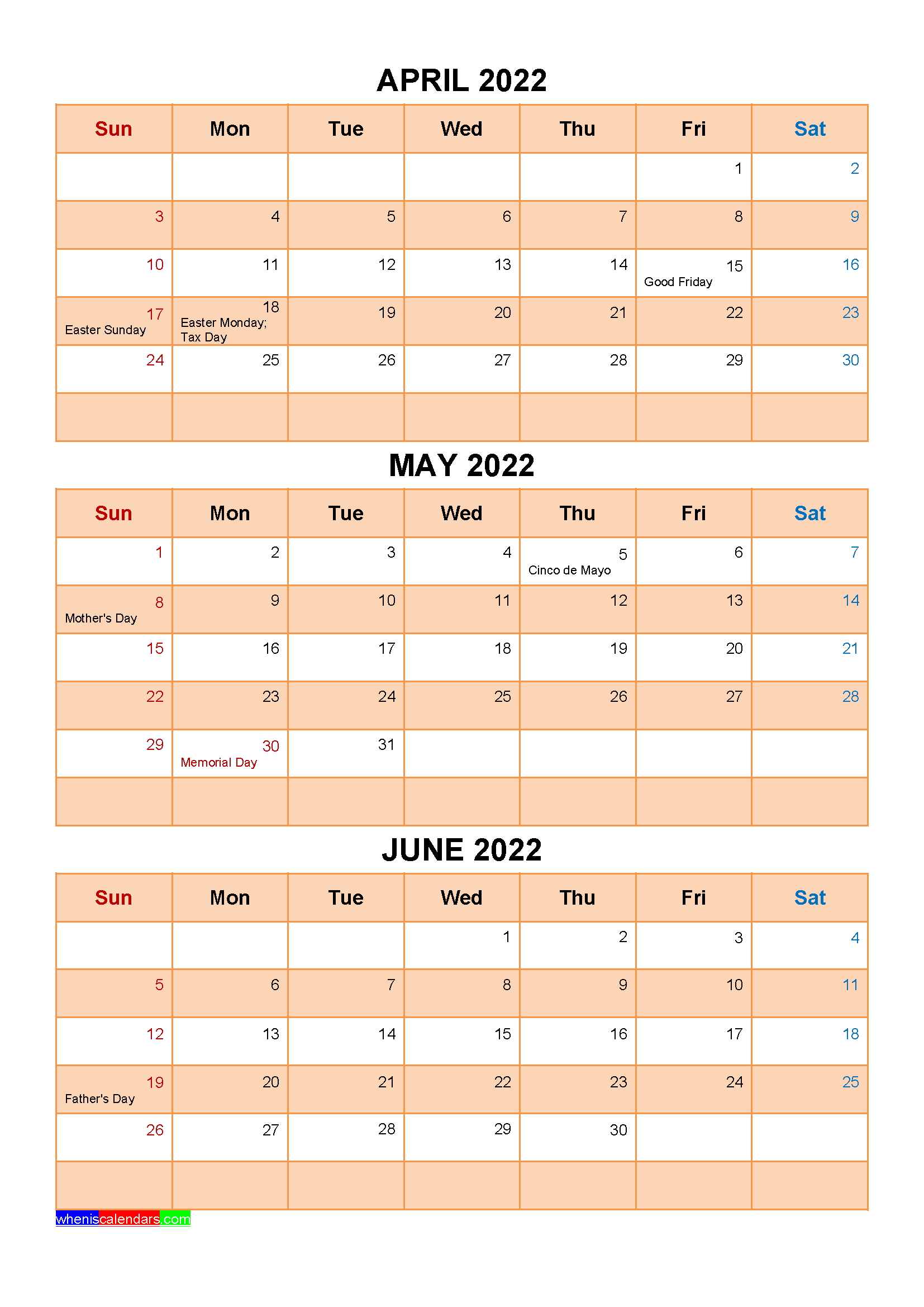April May June Calendar 2022 Calendar 2022 Gambaran