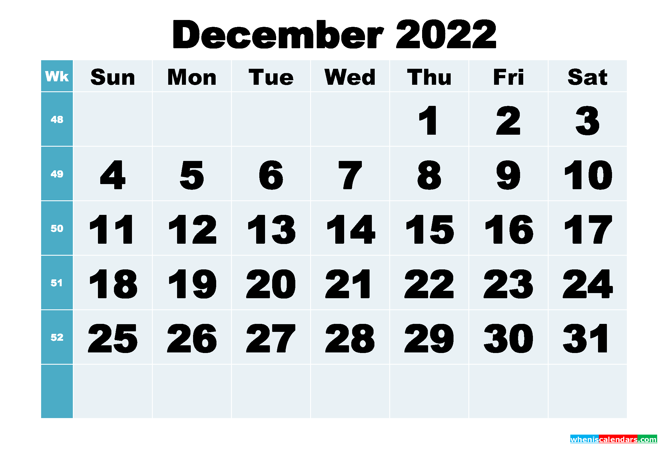 December 2022 Calendar Printable Word - Printable Calendar 2023