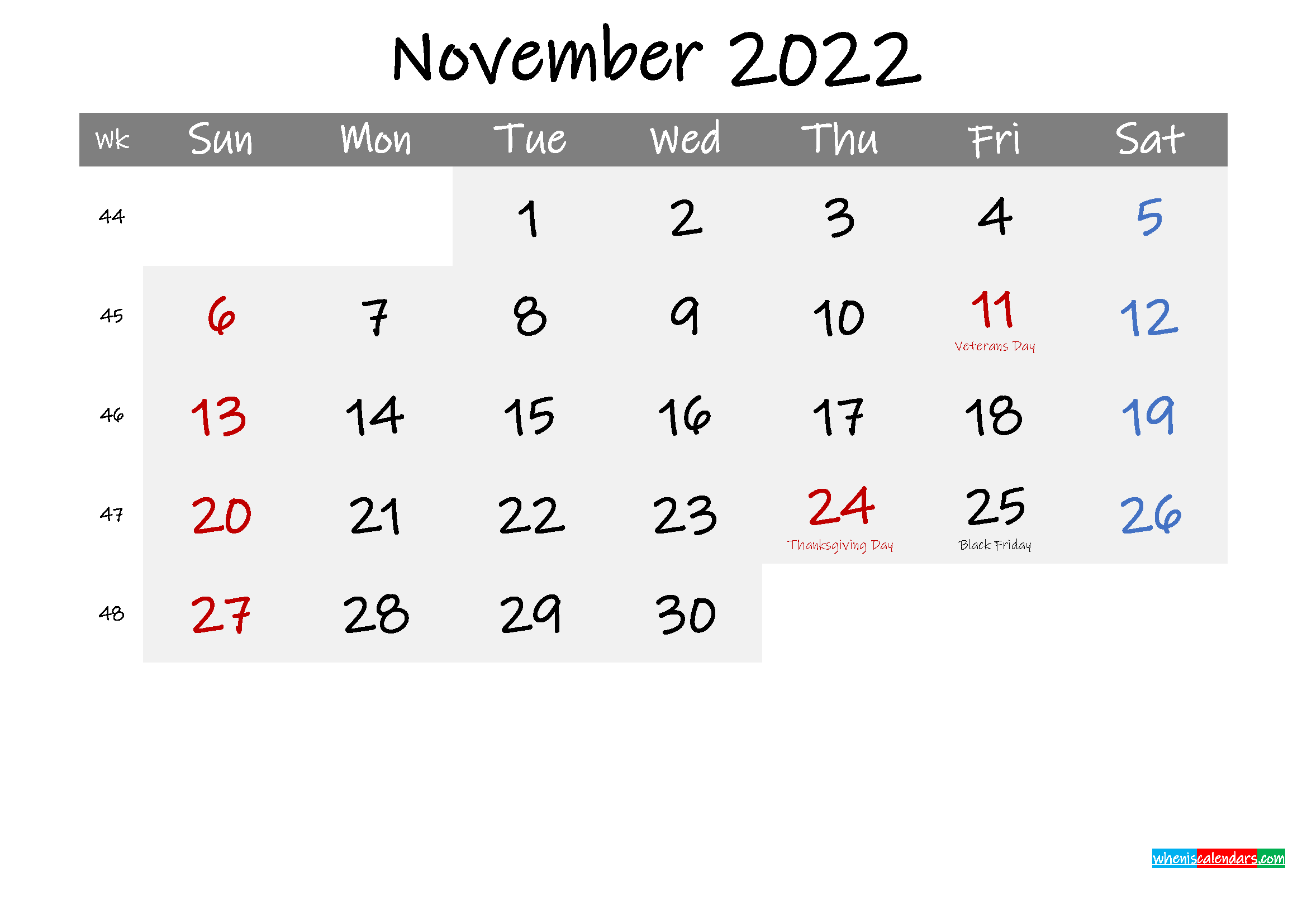 Free November 2022 Monthly Calendar Template Word - Template Ink22m179