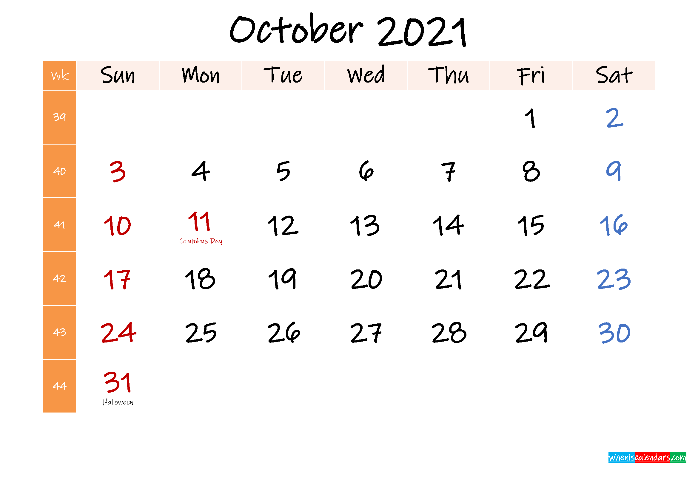 free october 2021 monthly calendar template word template no ink21m418