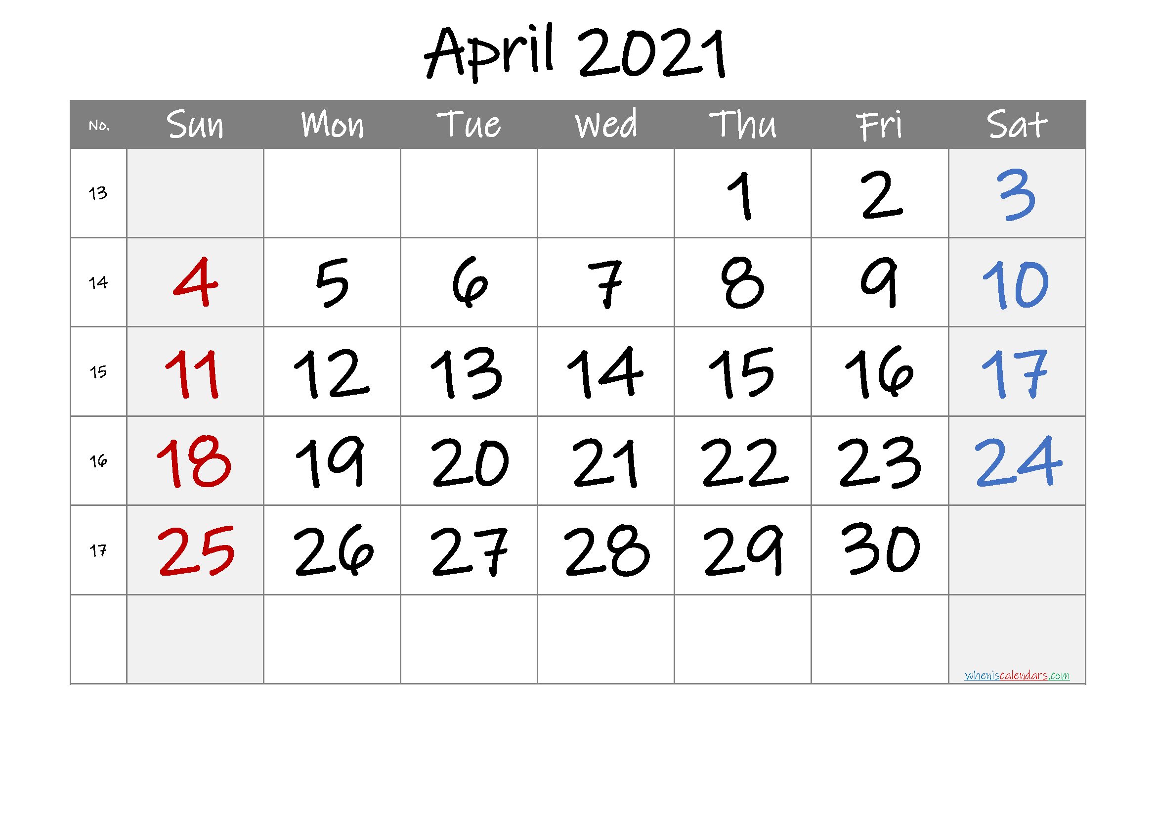 Free Printable April 2021 Calendar (Premium)