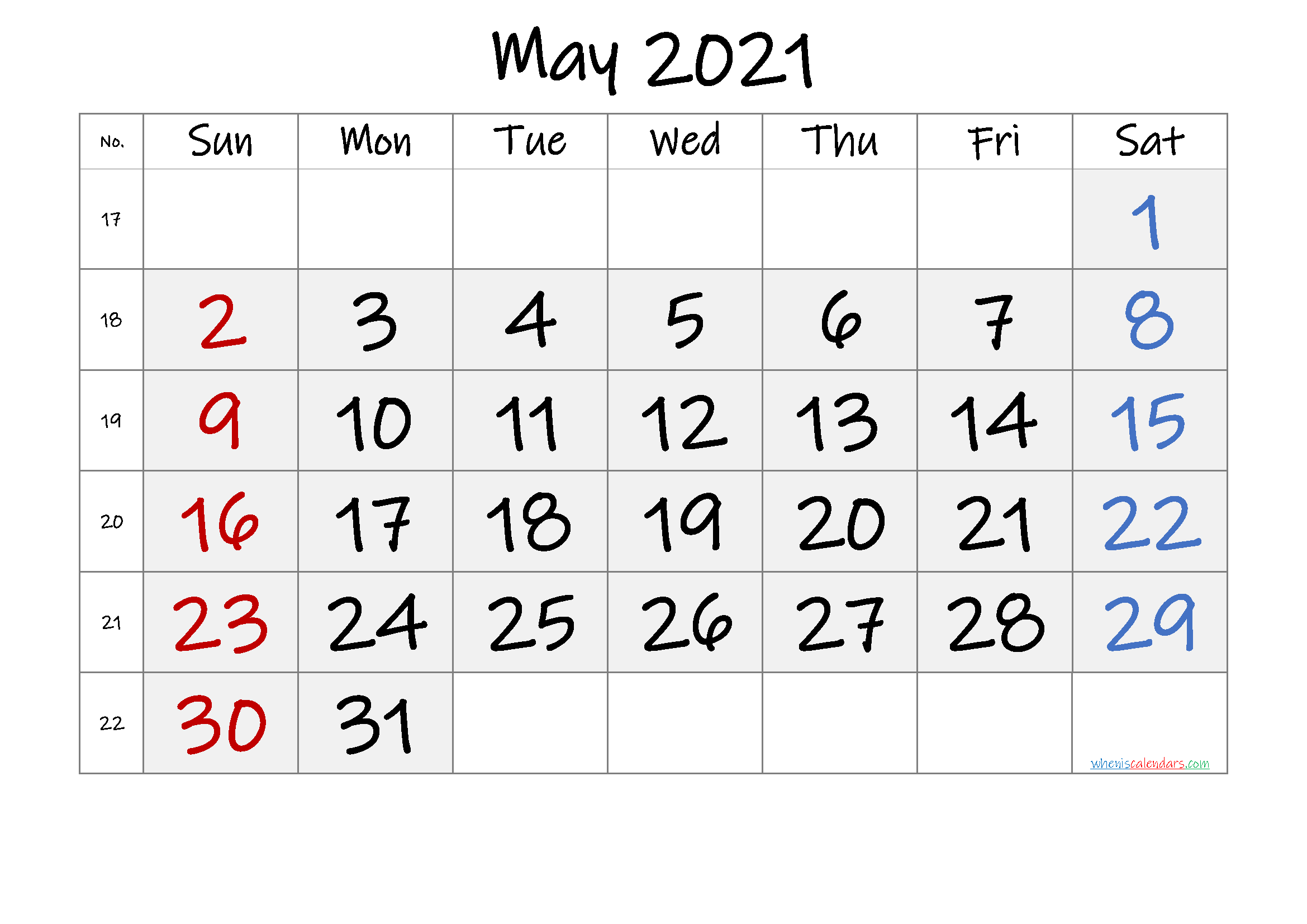 Free Printable May Calendar 2021 Template Business Format