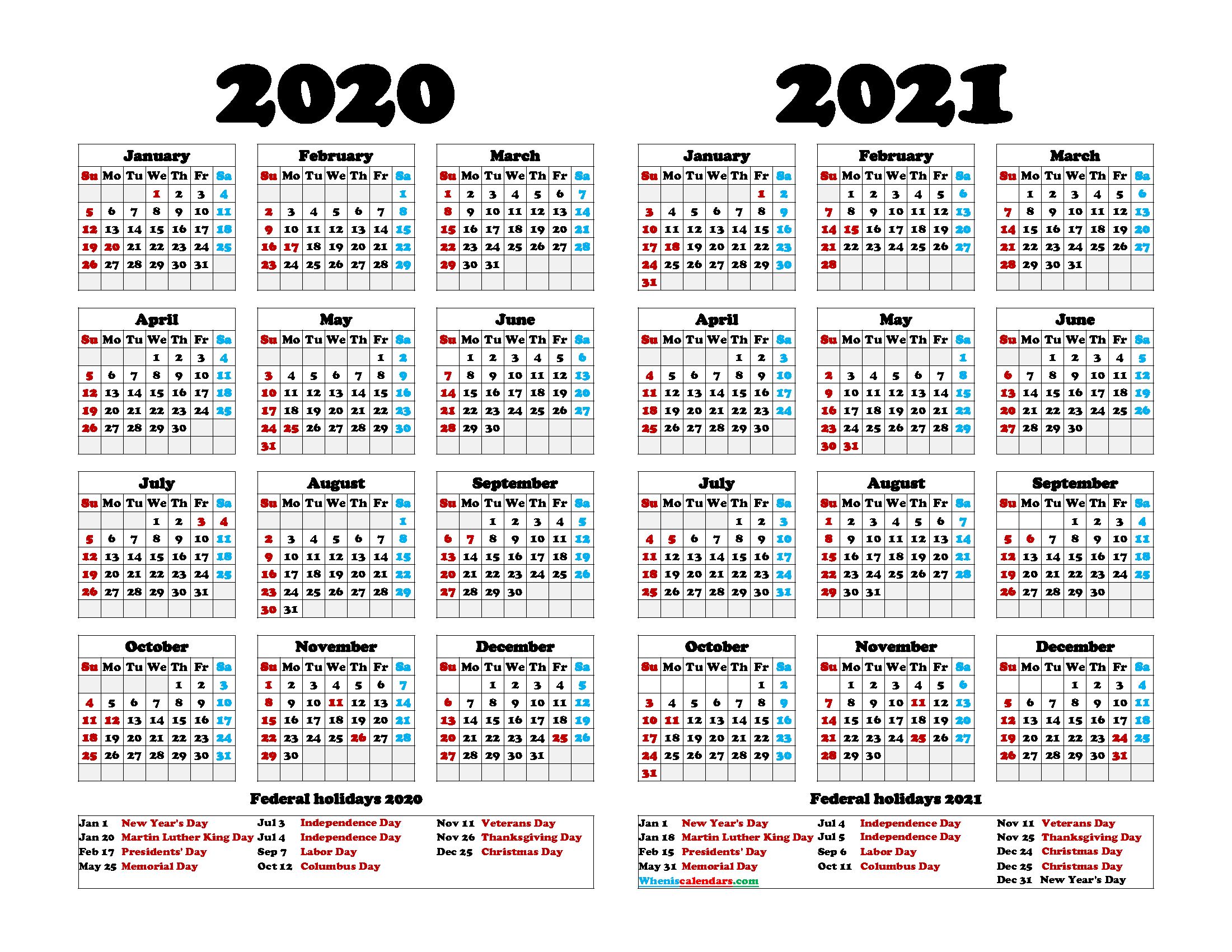 Printable 2020 2021 Calendar Free Letter Templates - Riset