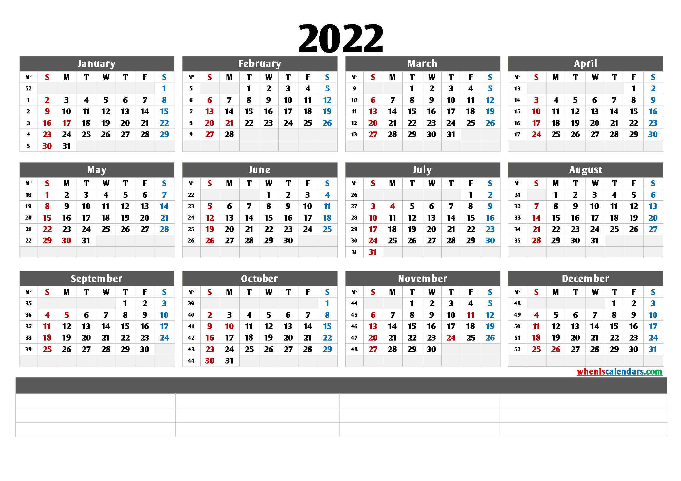 Cute Printable Calendar 2022 [Premium Templates]