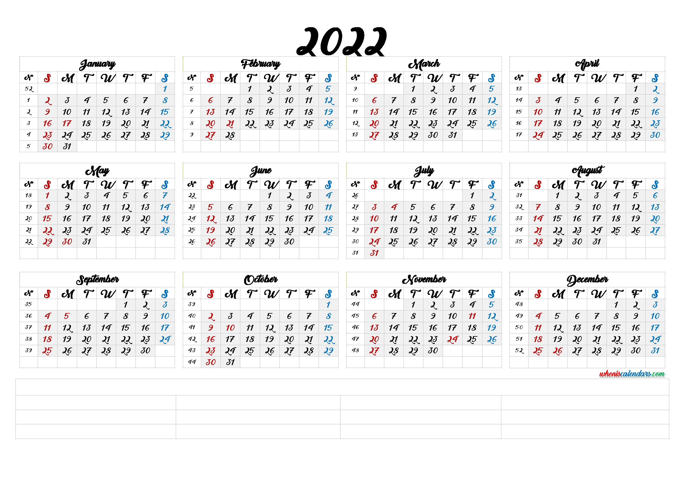 Free Cute Printable Calendar 2022 Printable Templates