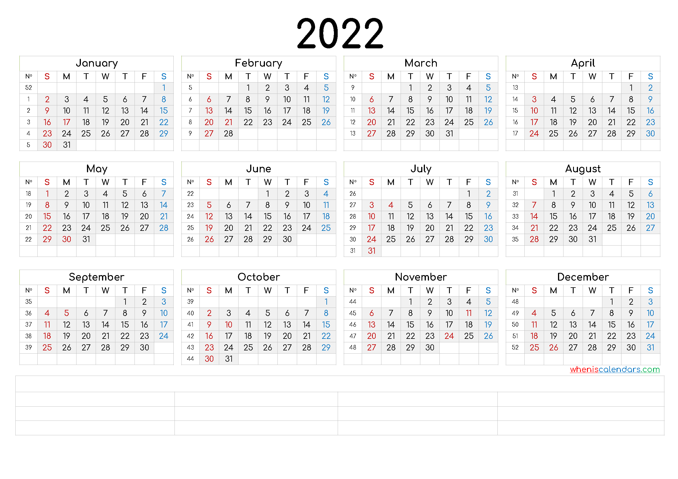 2022-calendar-with-week-numbers-and-holidays-for-united-2022-year-at-a-glance-calendar