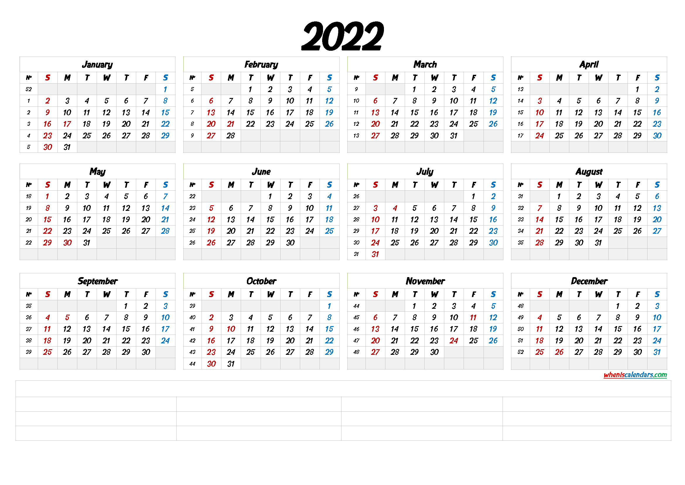 2022 calendar printable pdf landscape pdf image