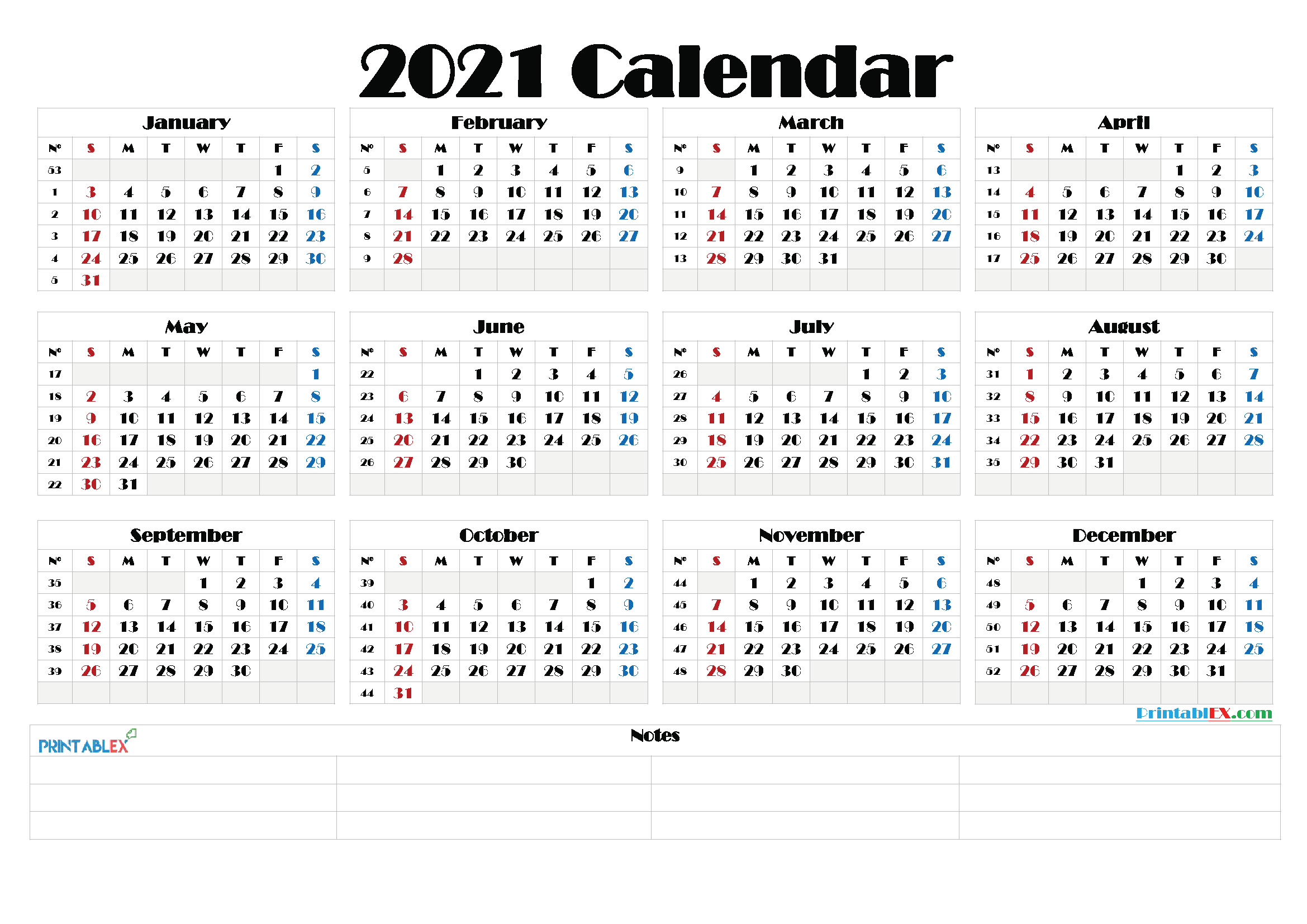 2021 free printable yearly calendar 21ytw197