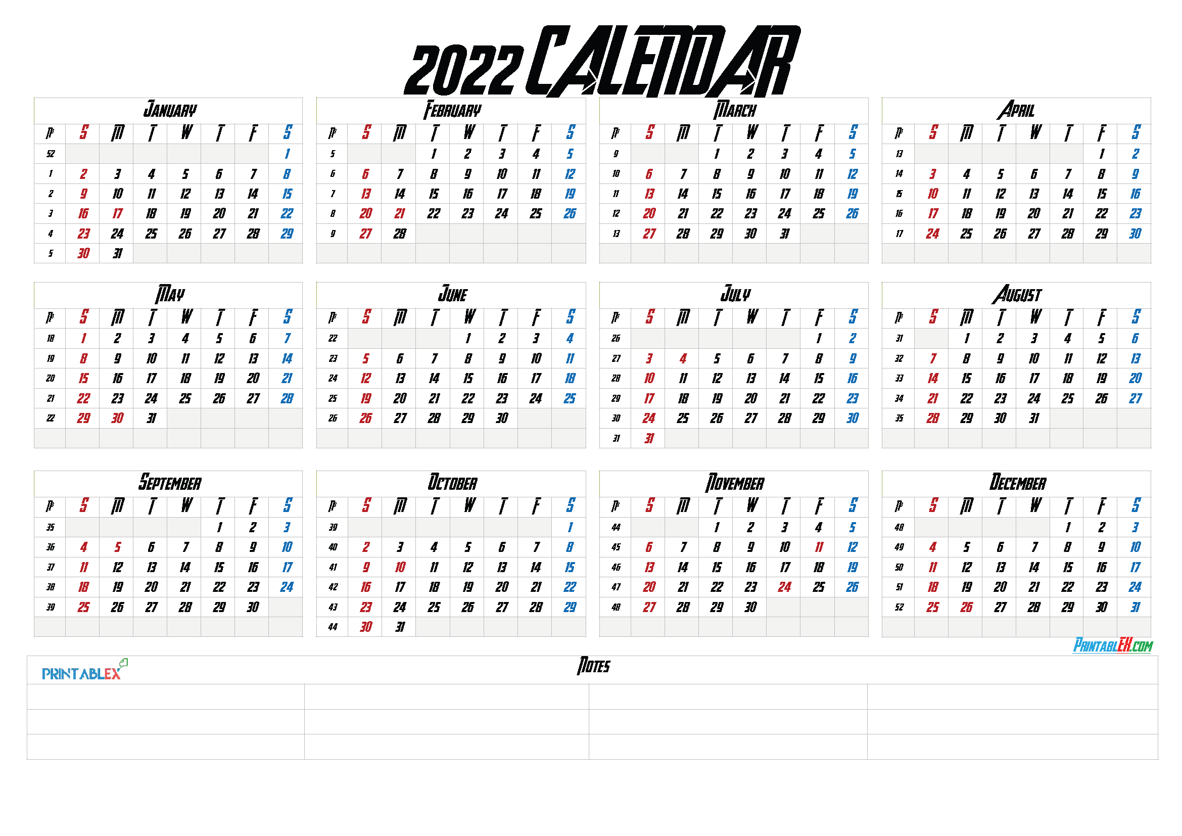 2022-calendar-with-week-numbers-9-templates
