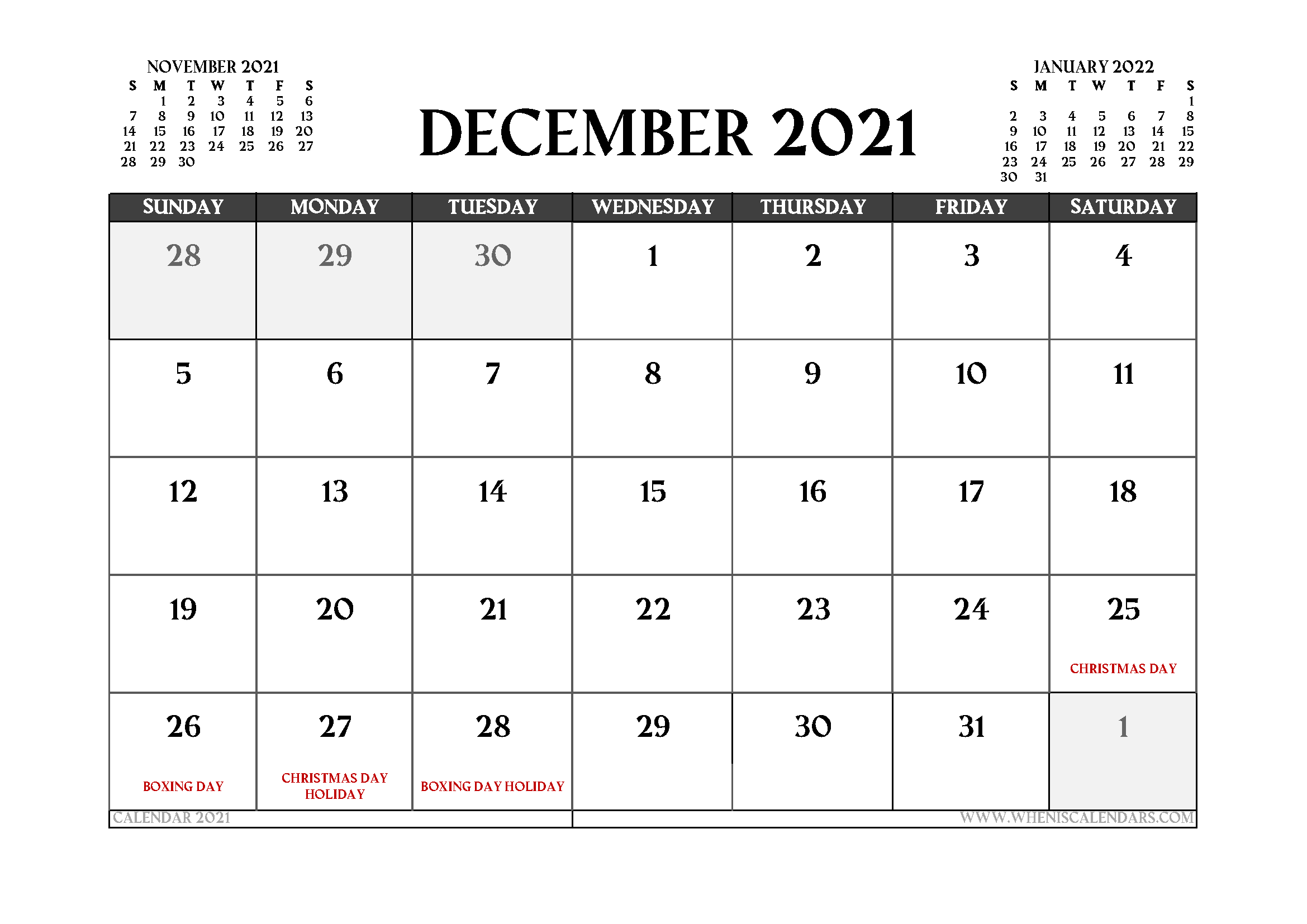 December 2021 Calendar Australia | Empty Calendar