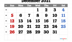 December 2021 Calendar Printable Free