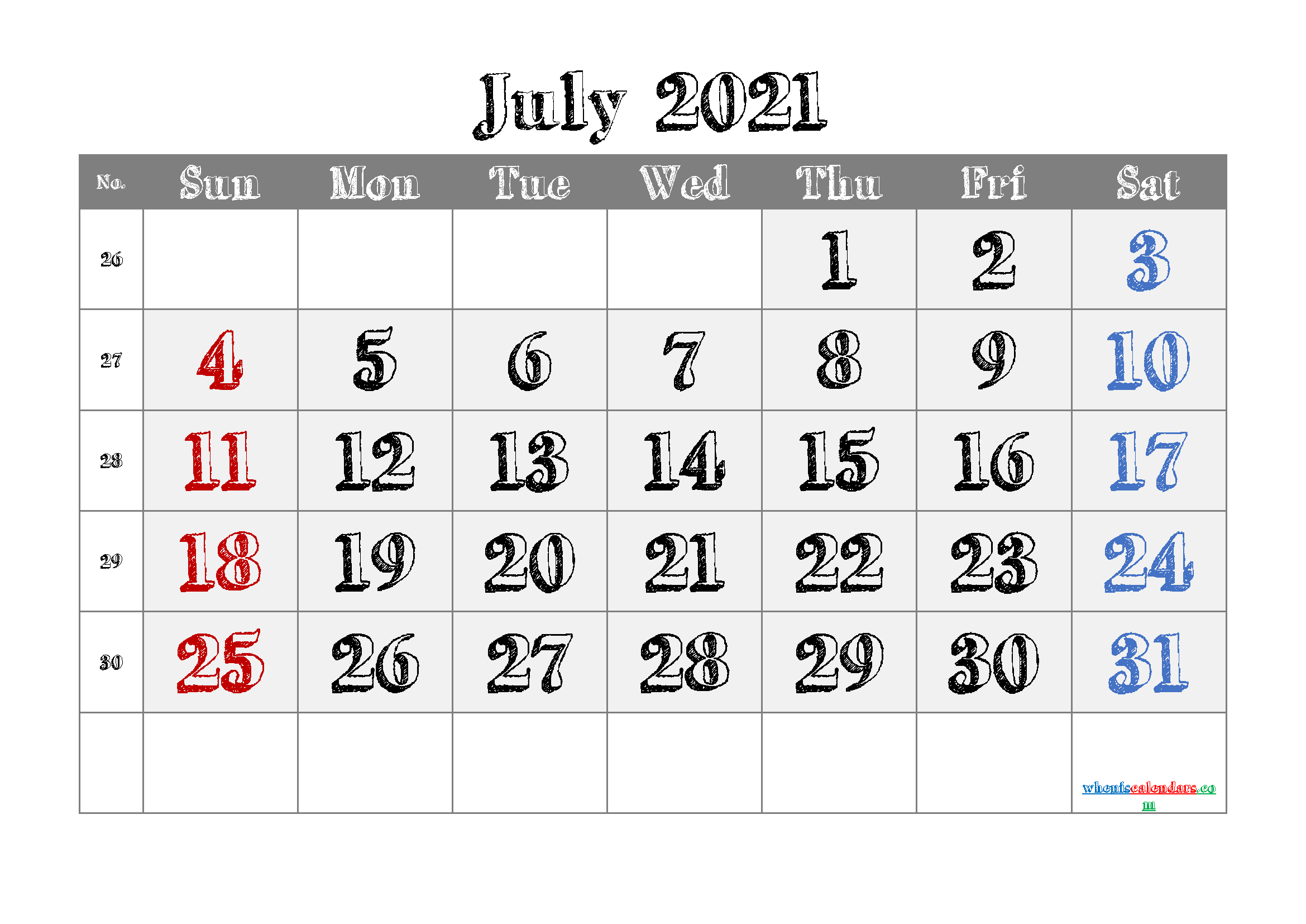 Free Printable Calendar July 2022 Pictures
