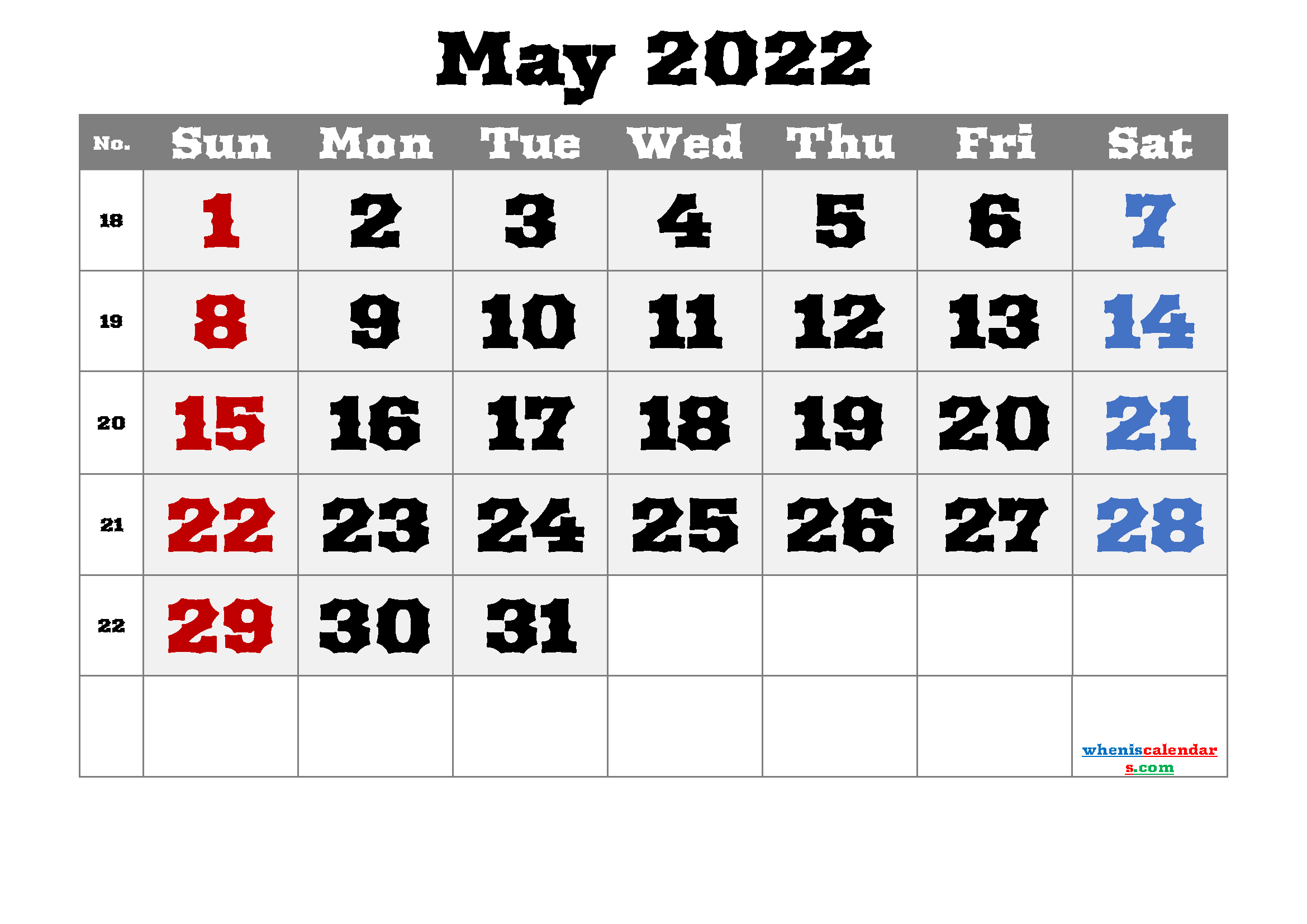 Free May 2022 Calendar Printable (PDF And Image)