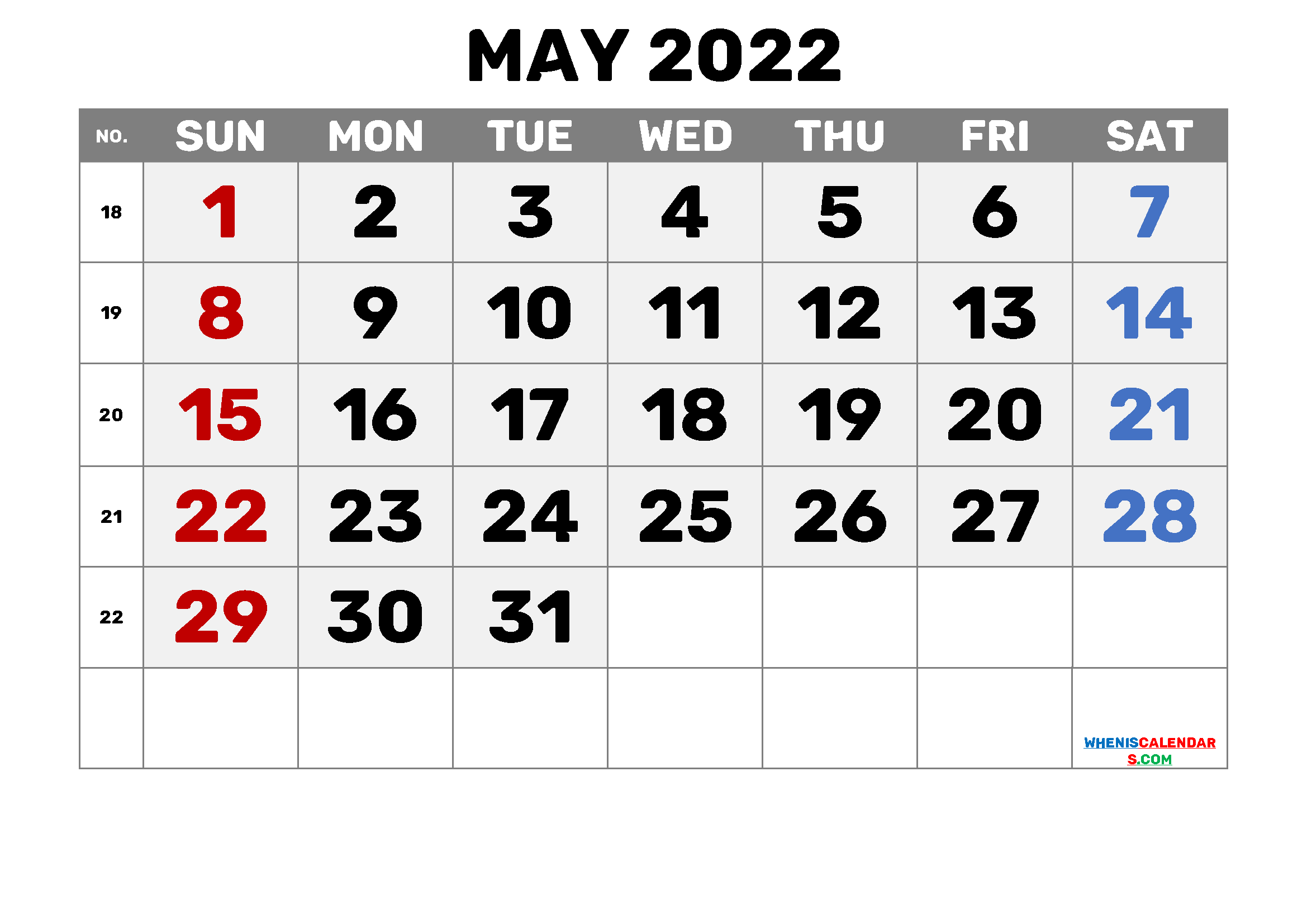 free printable may 2022 calendar pdf and image