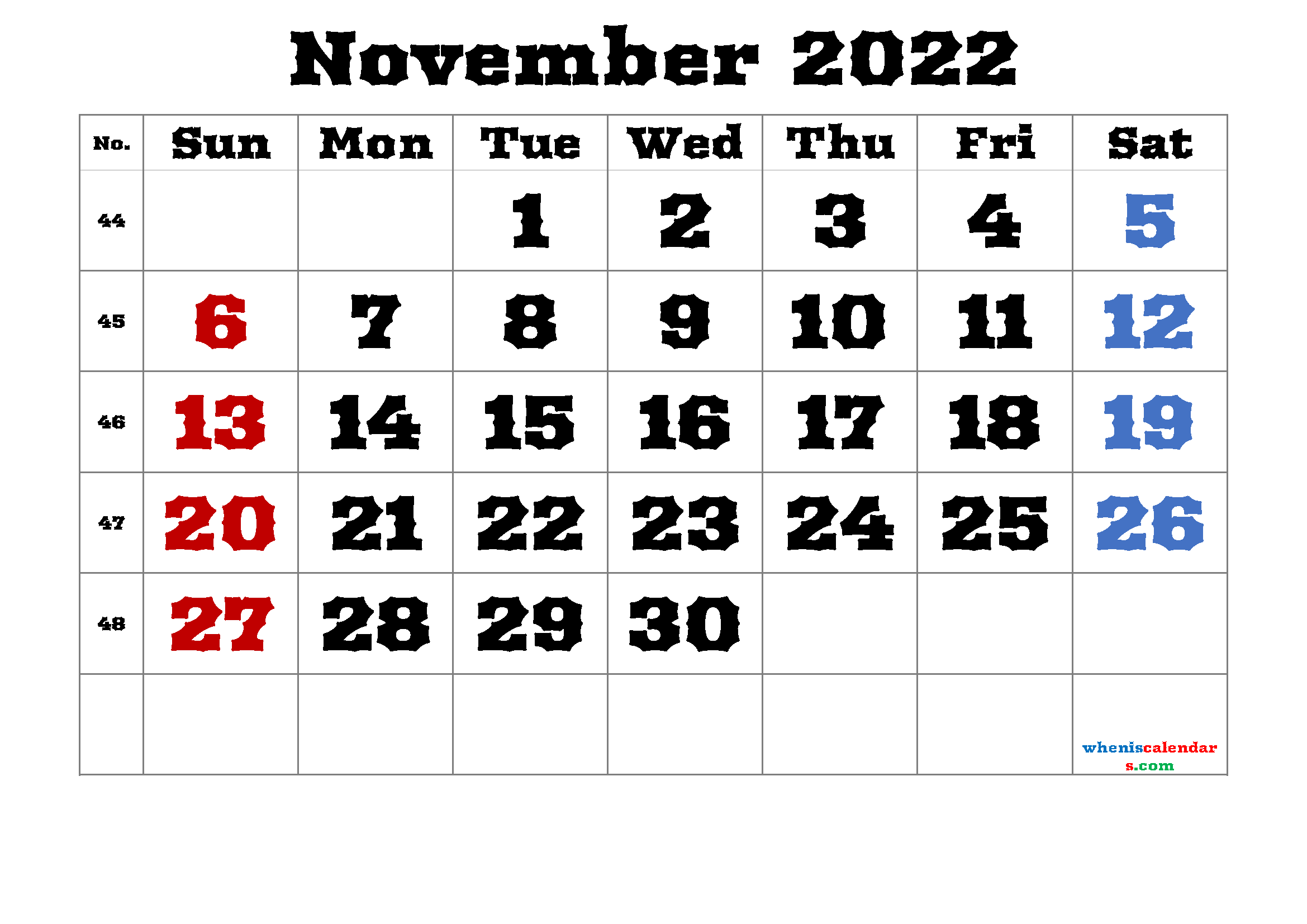 Free Printable November 2022 Calendars (PDF And Image)