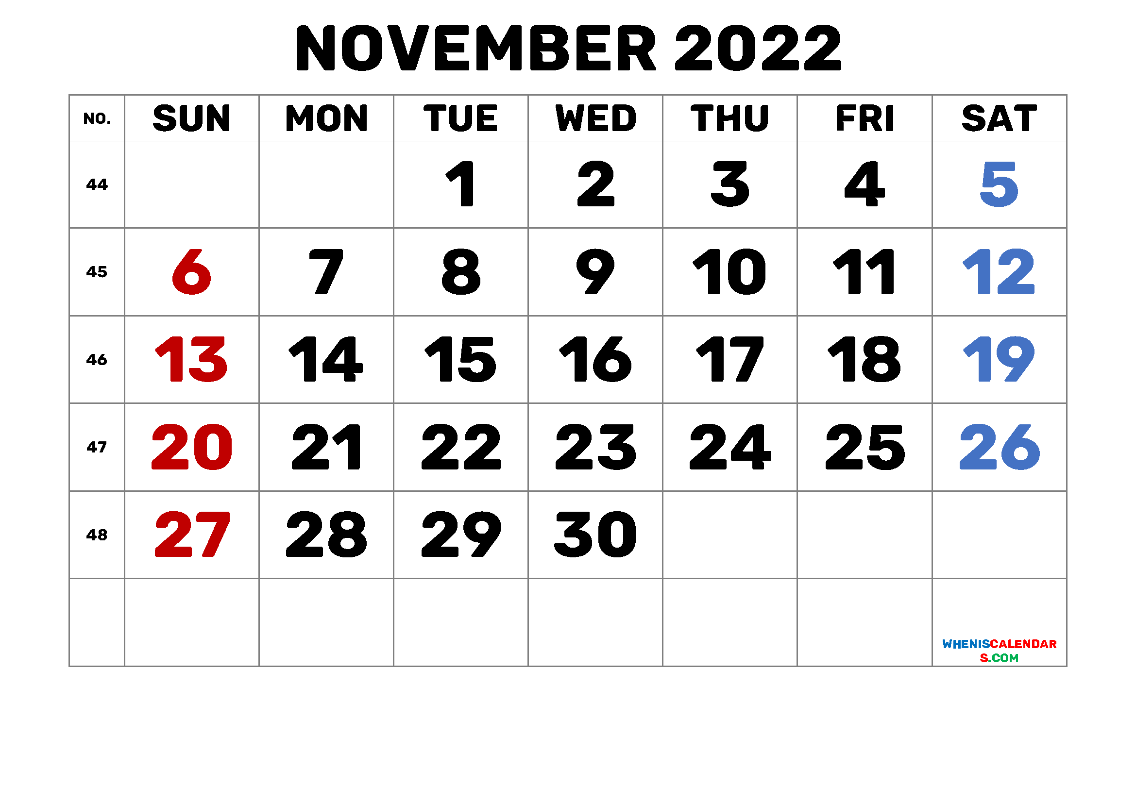 Free Printable 2022 Calendar November (PDF And Image)