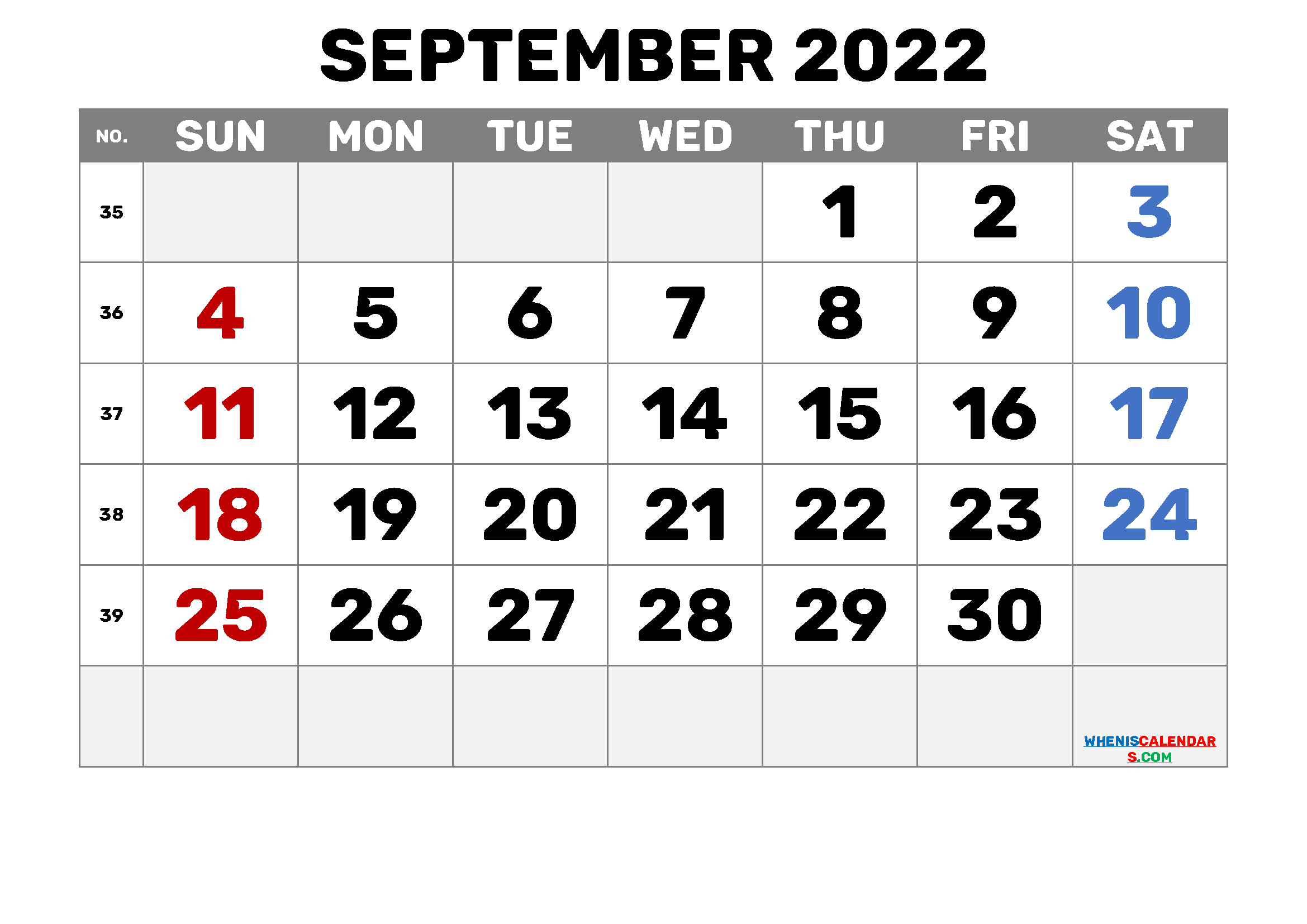 Printable Free Calendar 2022 September