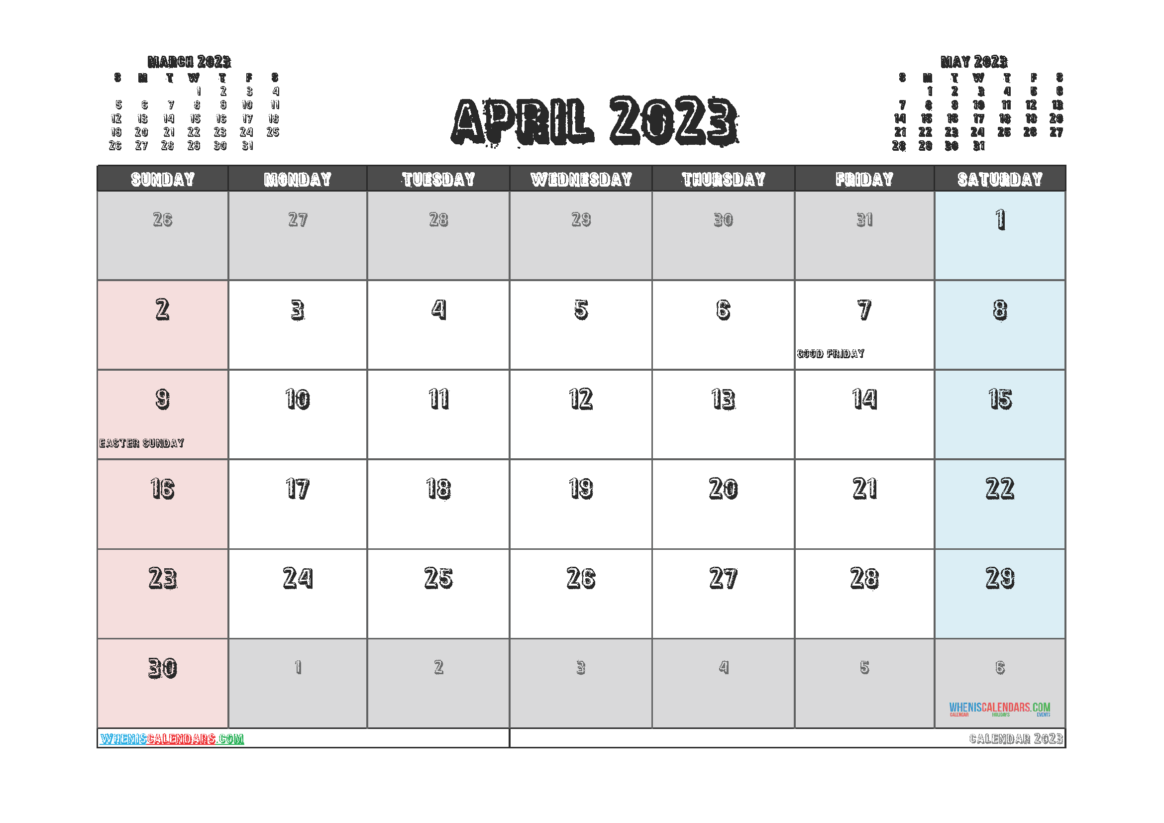 Free April 2023 Calendar Printable (PDF And Image)