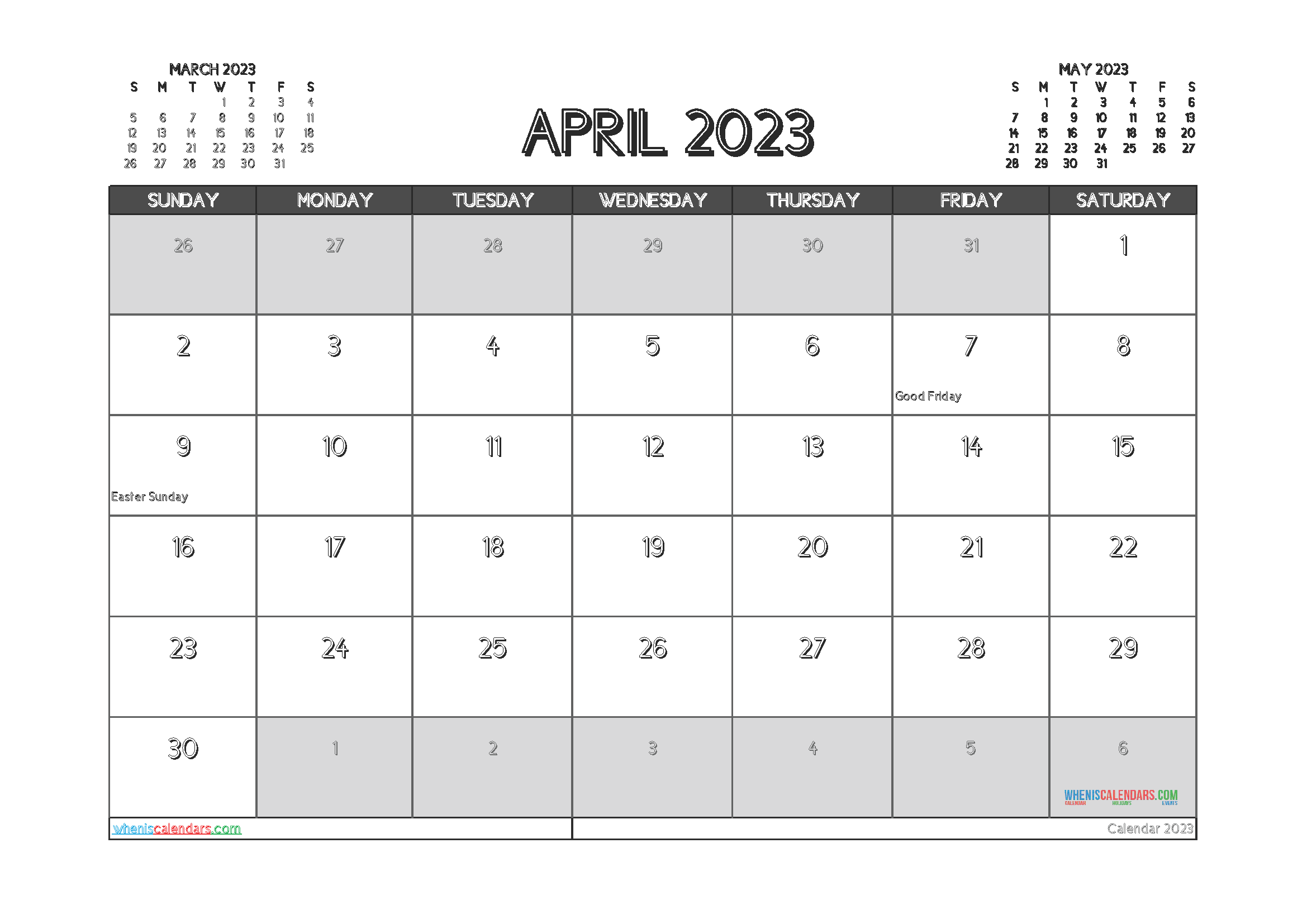 April 2023 Calendar Printable Pdf - Printable Calendar 2023