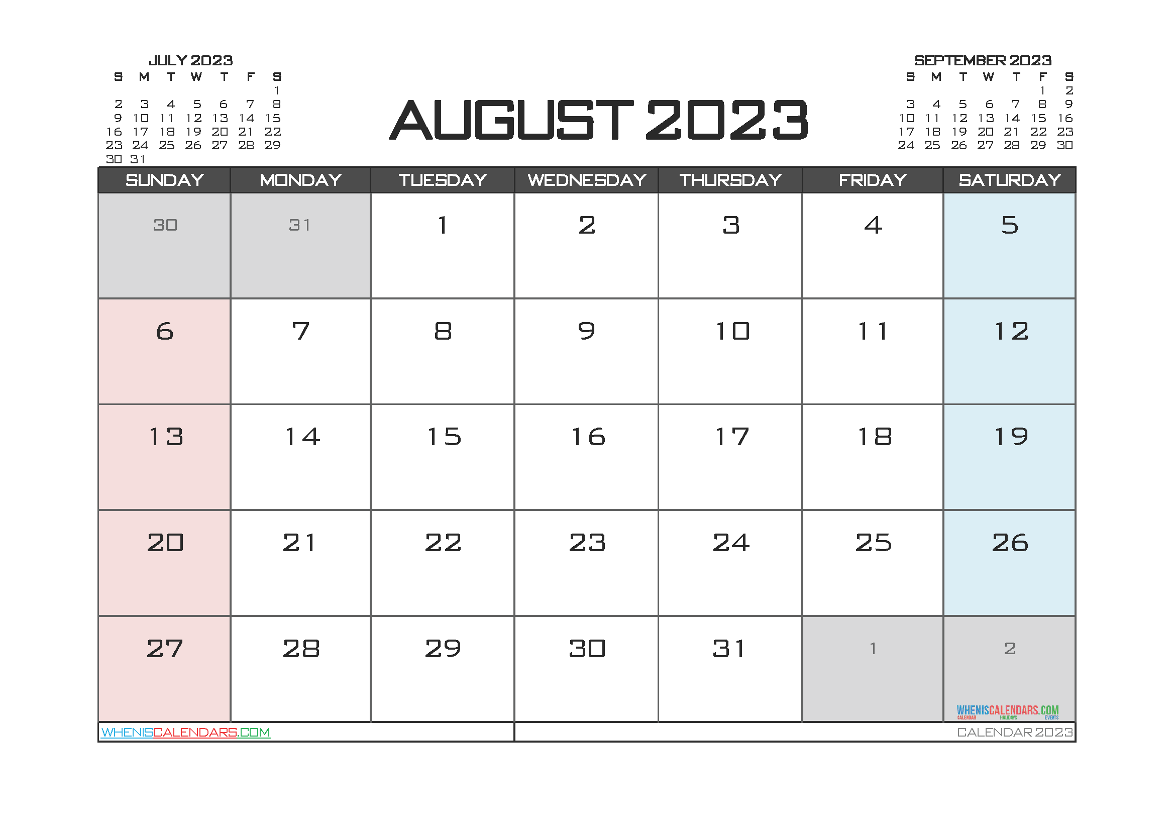 August 2023 Calendar Free Printable Calendar August 2023 Calendar Of The Month Free Printable