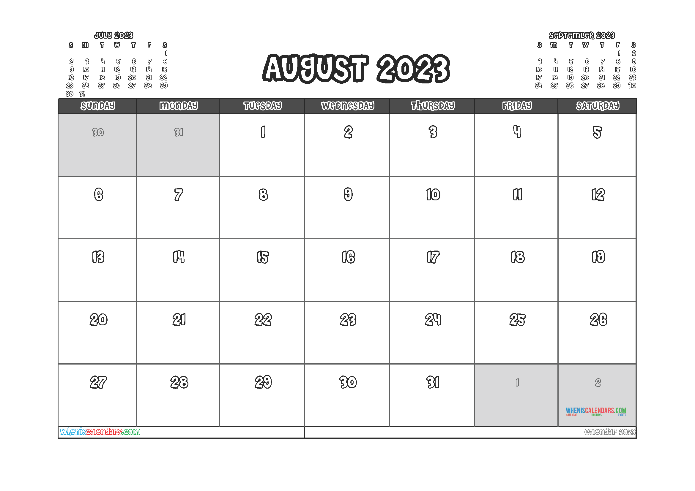 Free August 2023 Calendar Printable (PDF And Image)