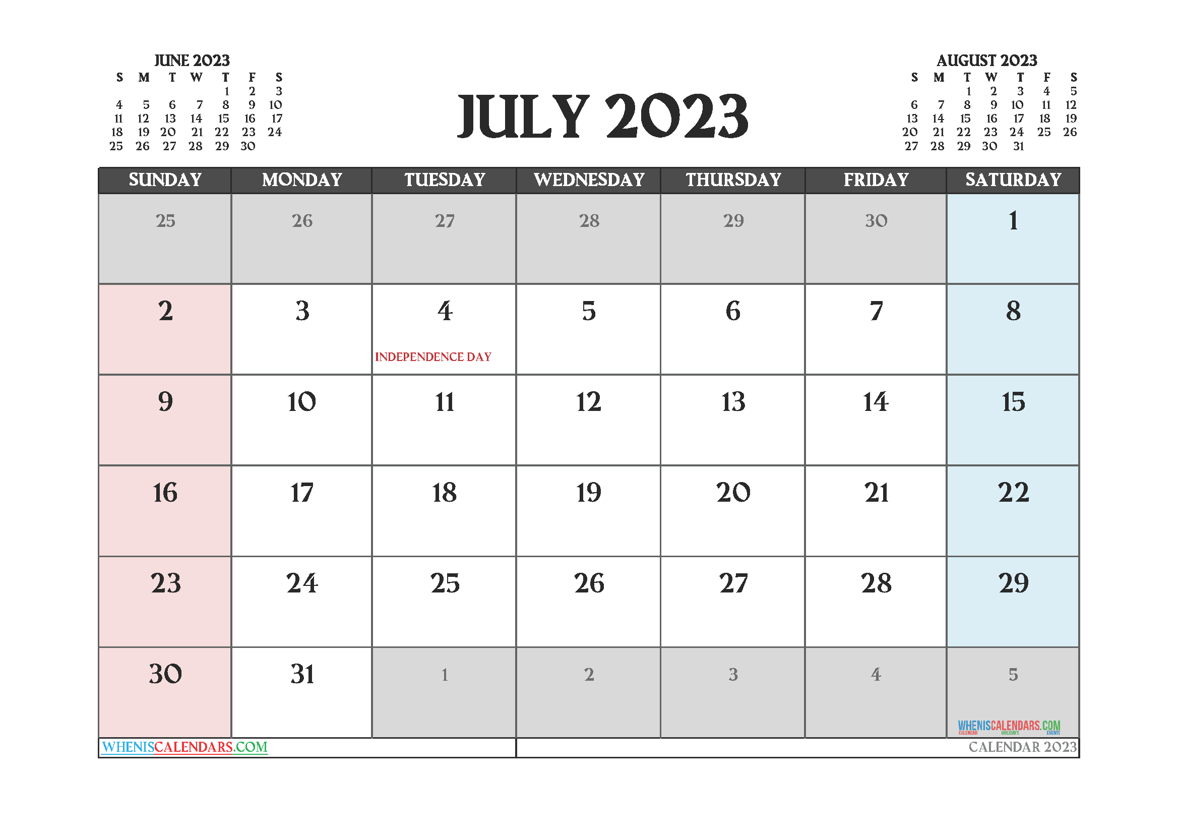 august 2023 calendar pages - july 2023 calendar free printable calendar ...