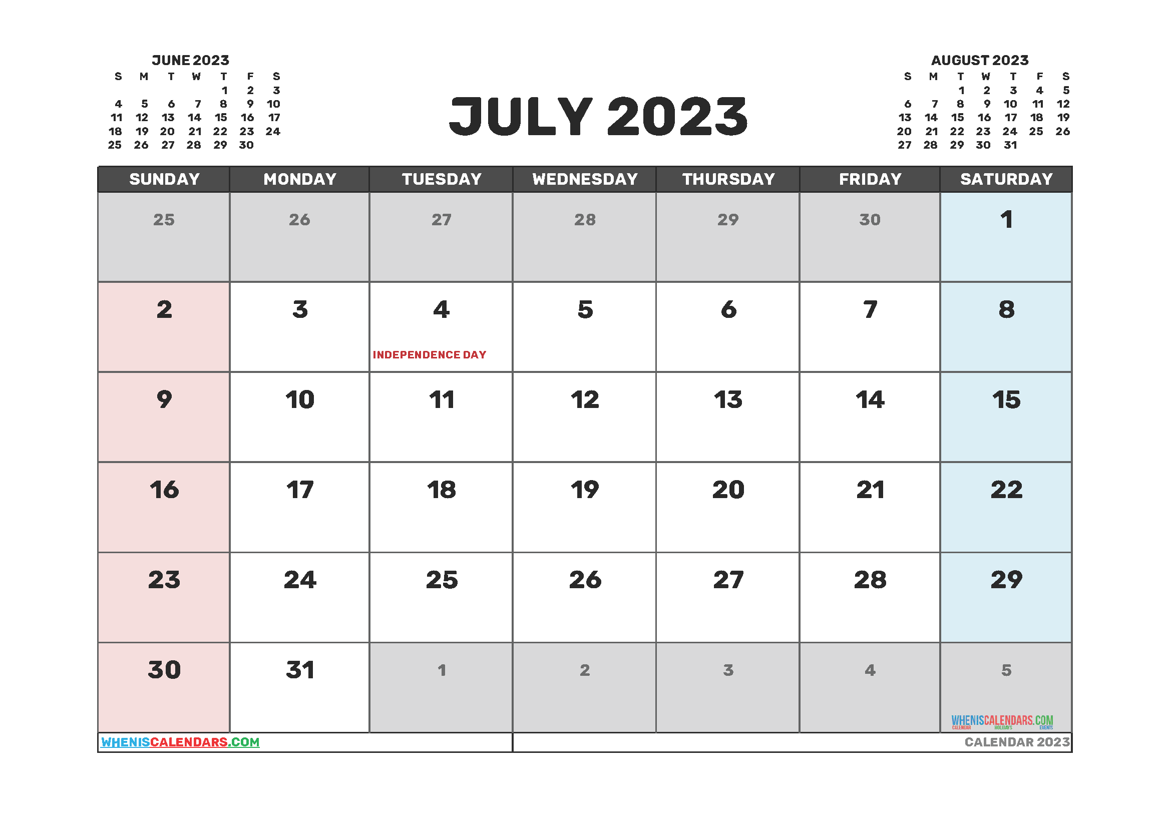 July 2023 Calendar Templates For Word Excel And Pdf May To June 2023 Printable Calendar Two