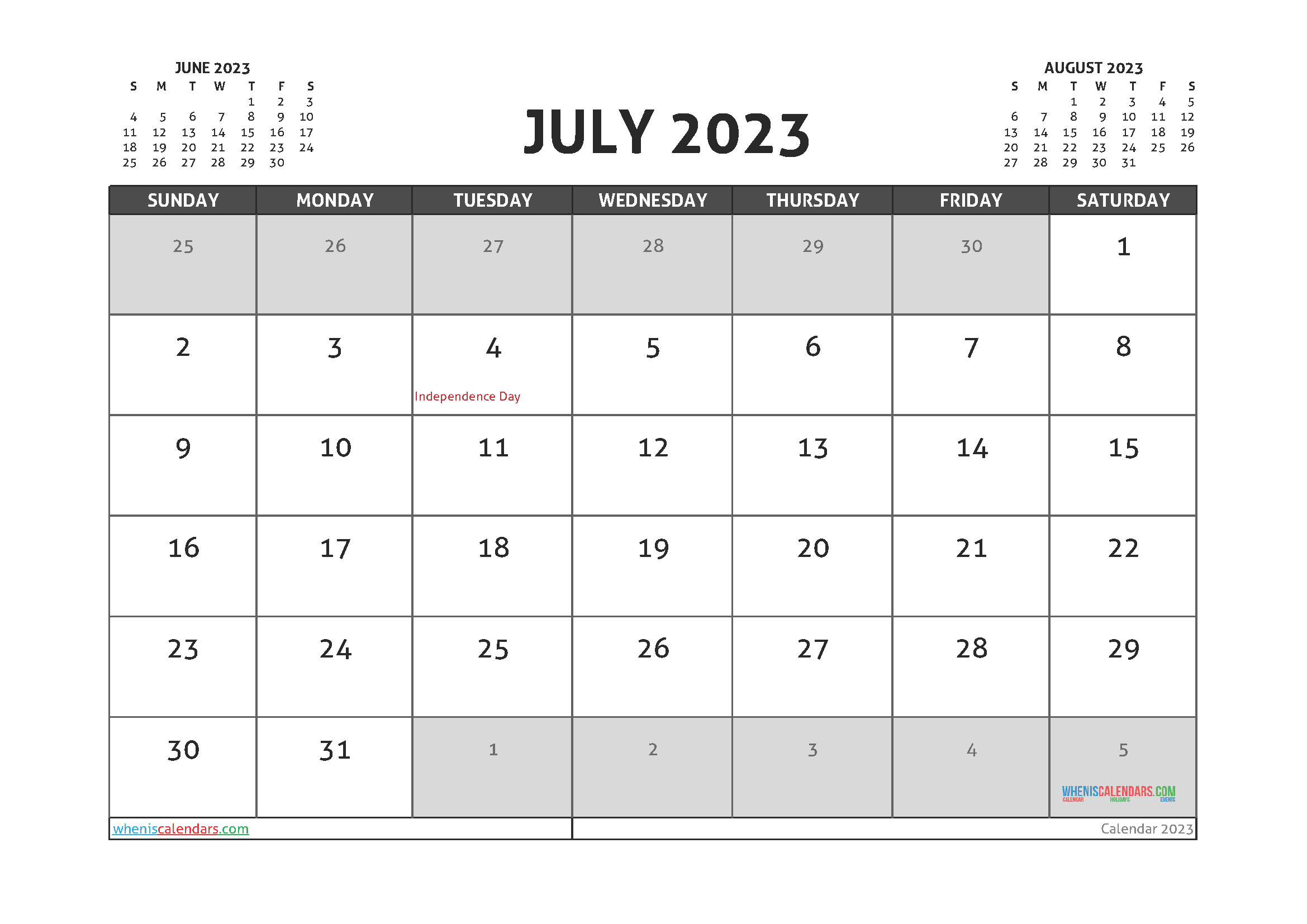 Monthly Calendar 2023 Printable