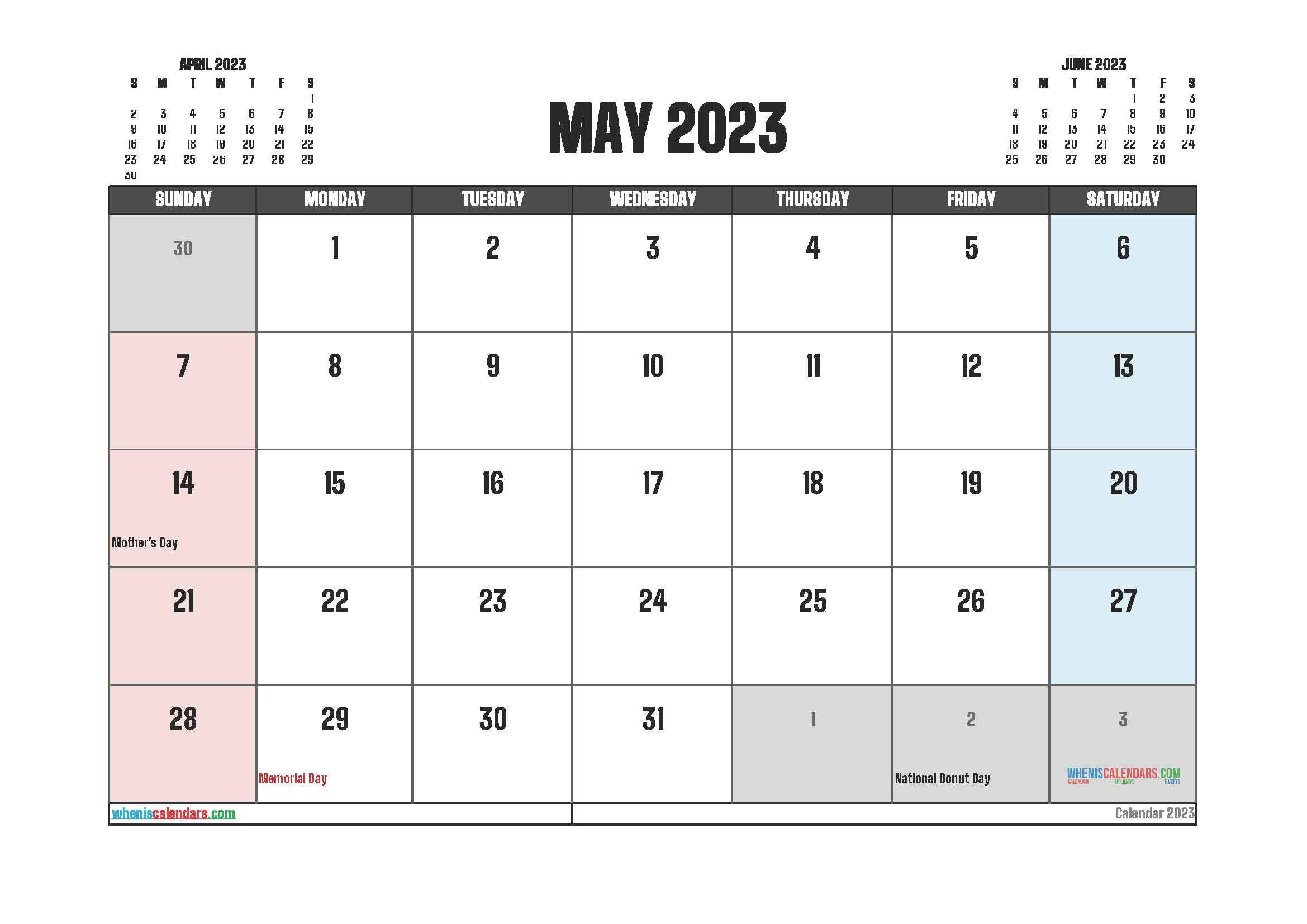 Calendar Free Printable 2023 June