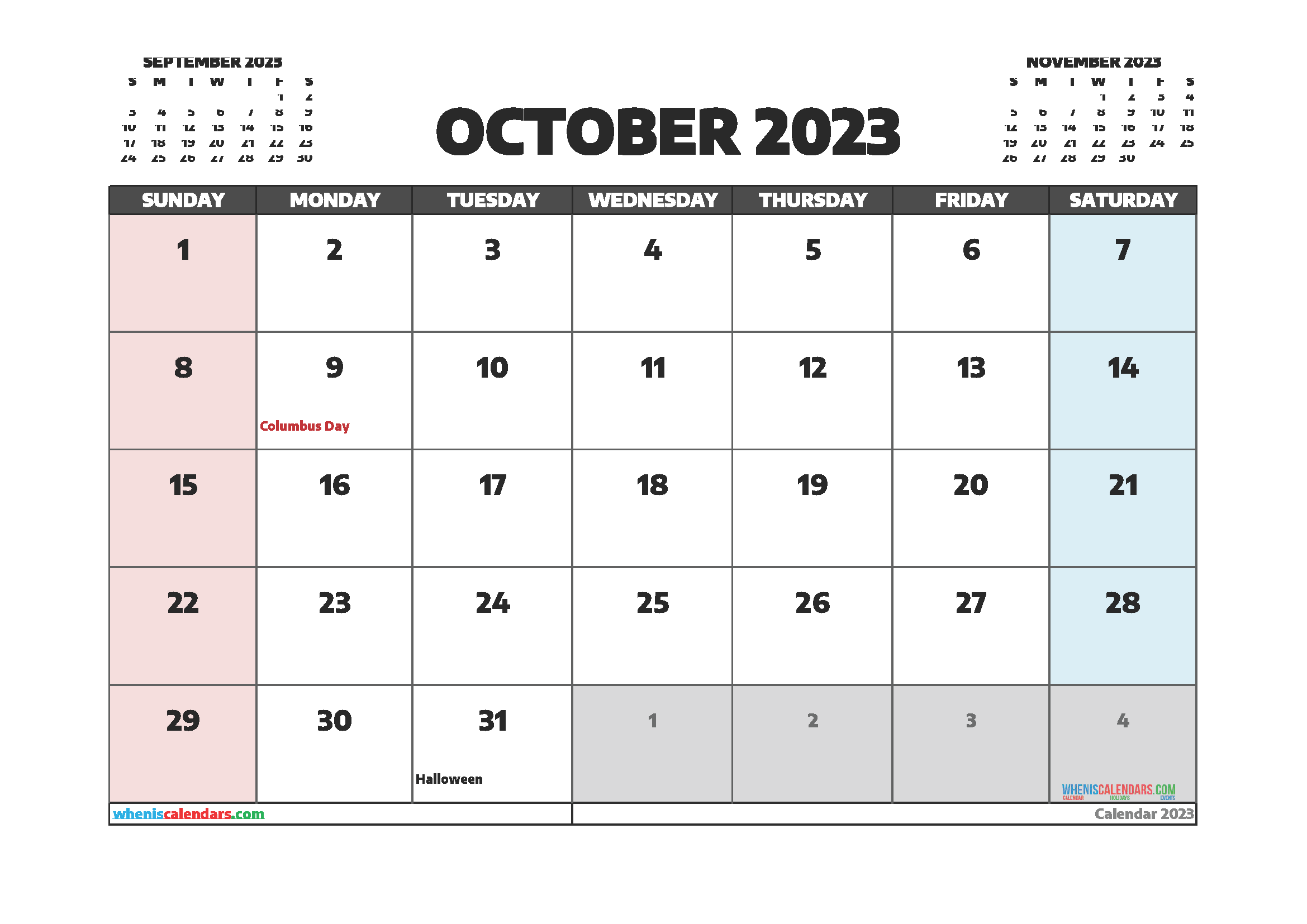 Printable Calendar October 2024 Free Zita Courtenay