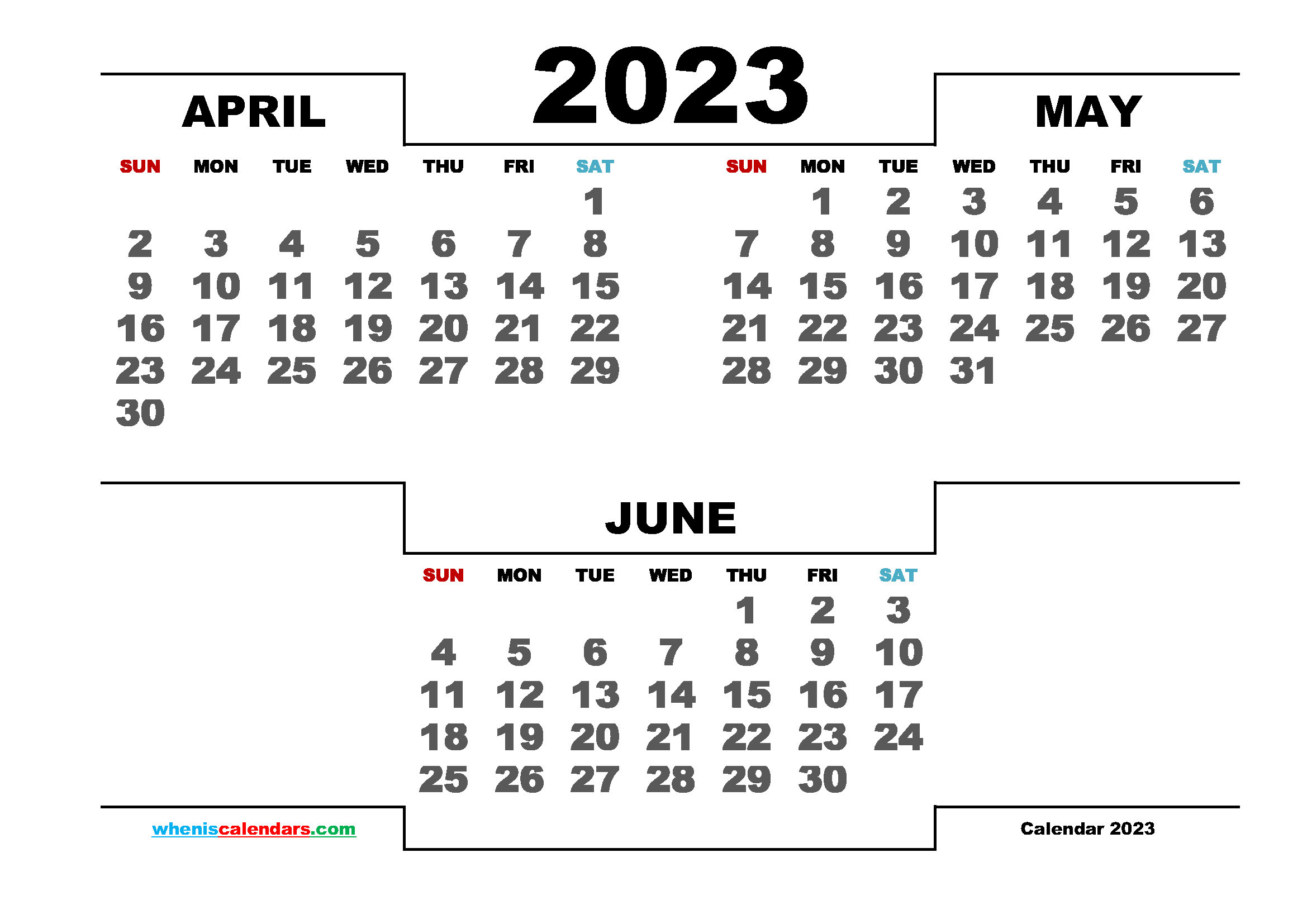 April May June 2023 Calendar Printable Riset