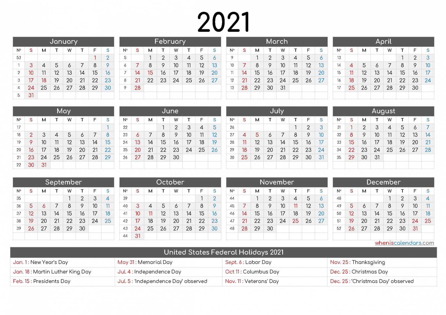 Free Printable Yearly Calendar 2021 and 2022 and Further – Free ...