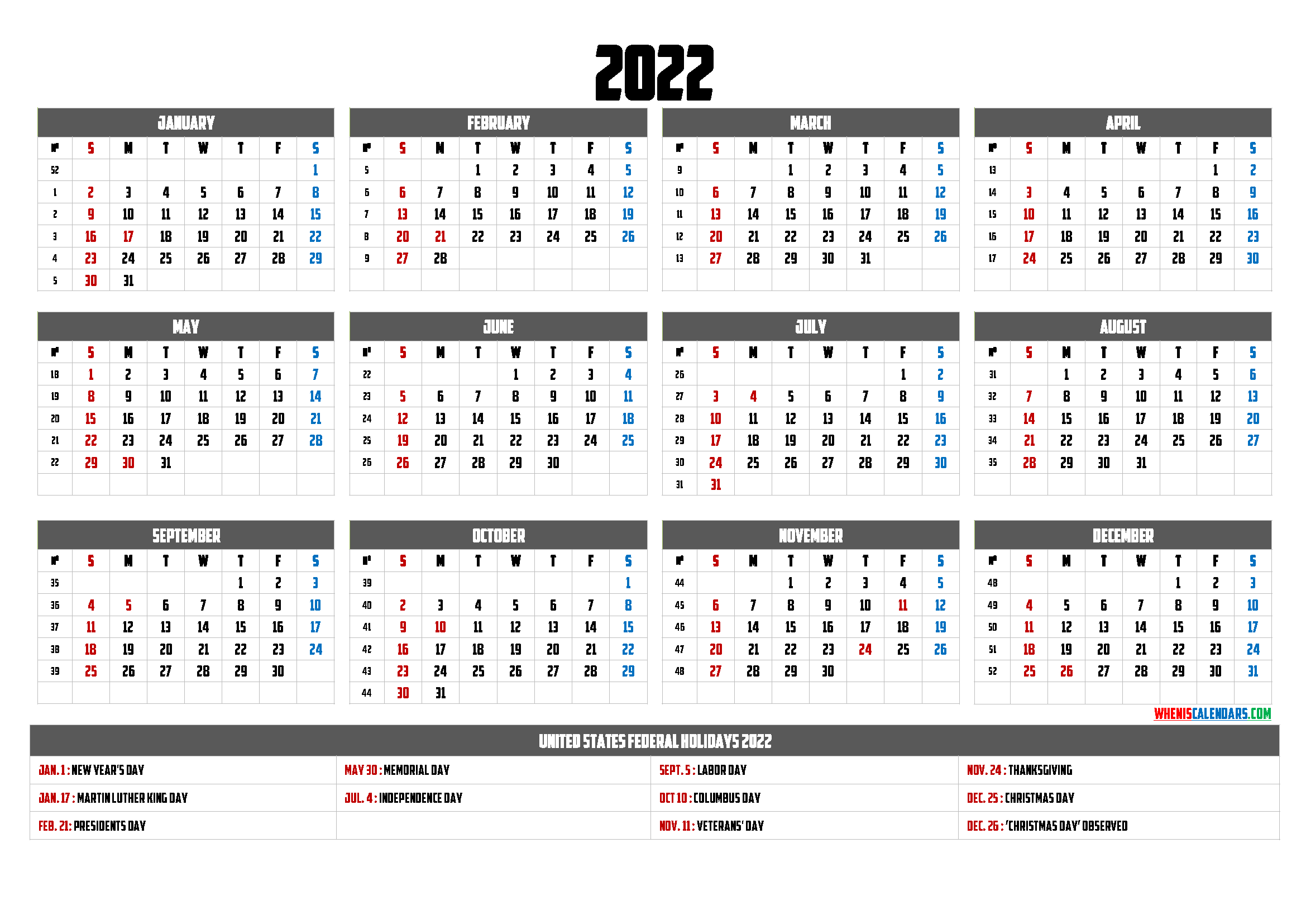 free printable yearly calendar 2021 and 2022 and further
