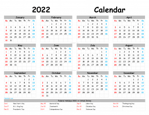 2022 excel calendar download