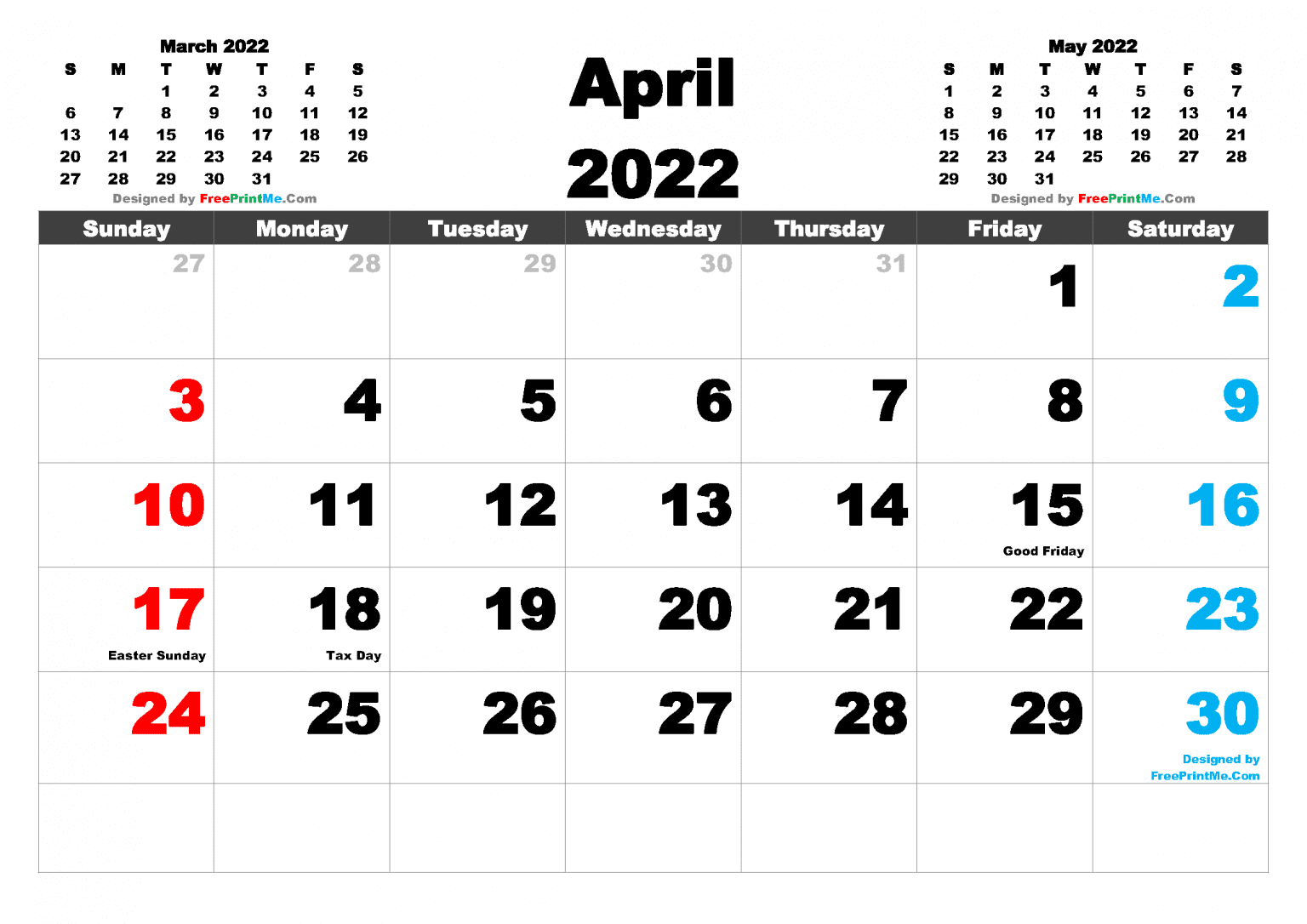 Free Calendar Printable Template 2022
