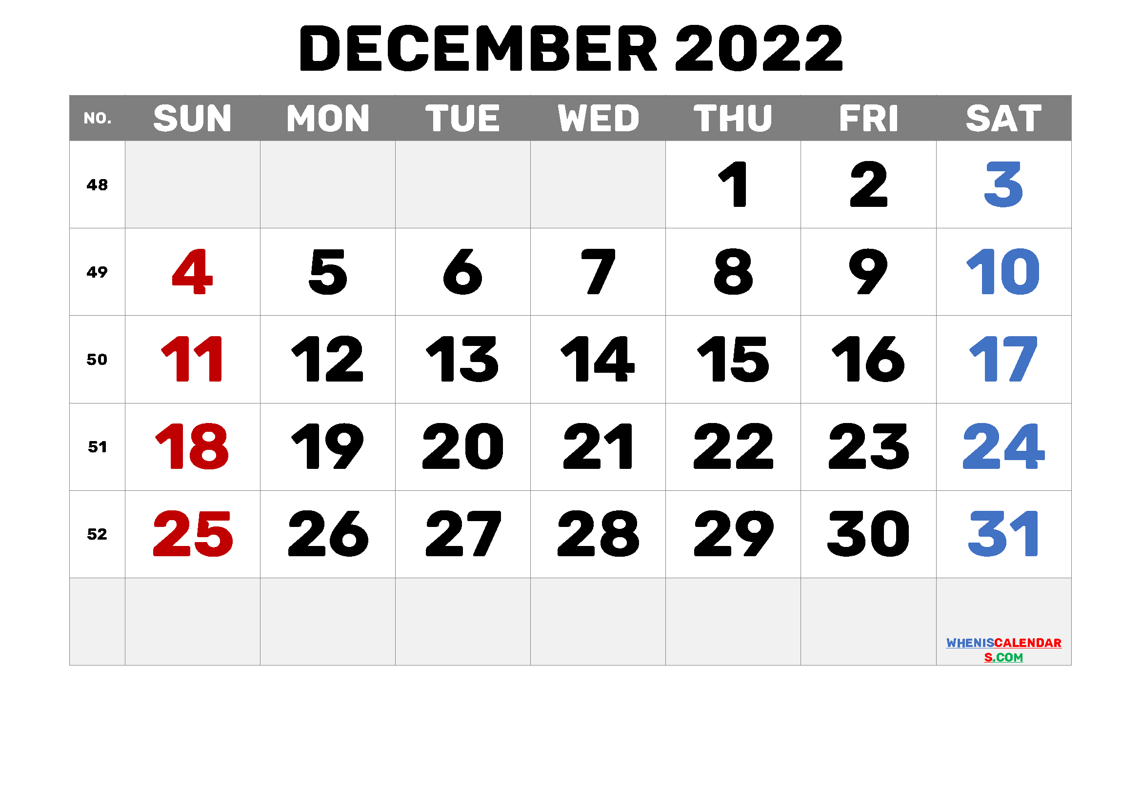 Downloadable December 2022 Calendar Printable Calendar 2023