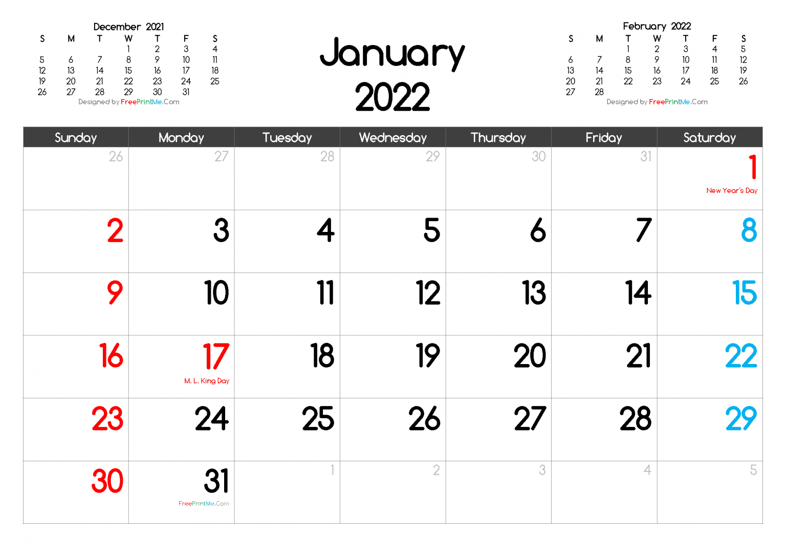 Free Printable Mini 2022 Calendar - Manualbooy