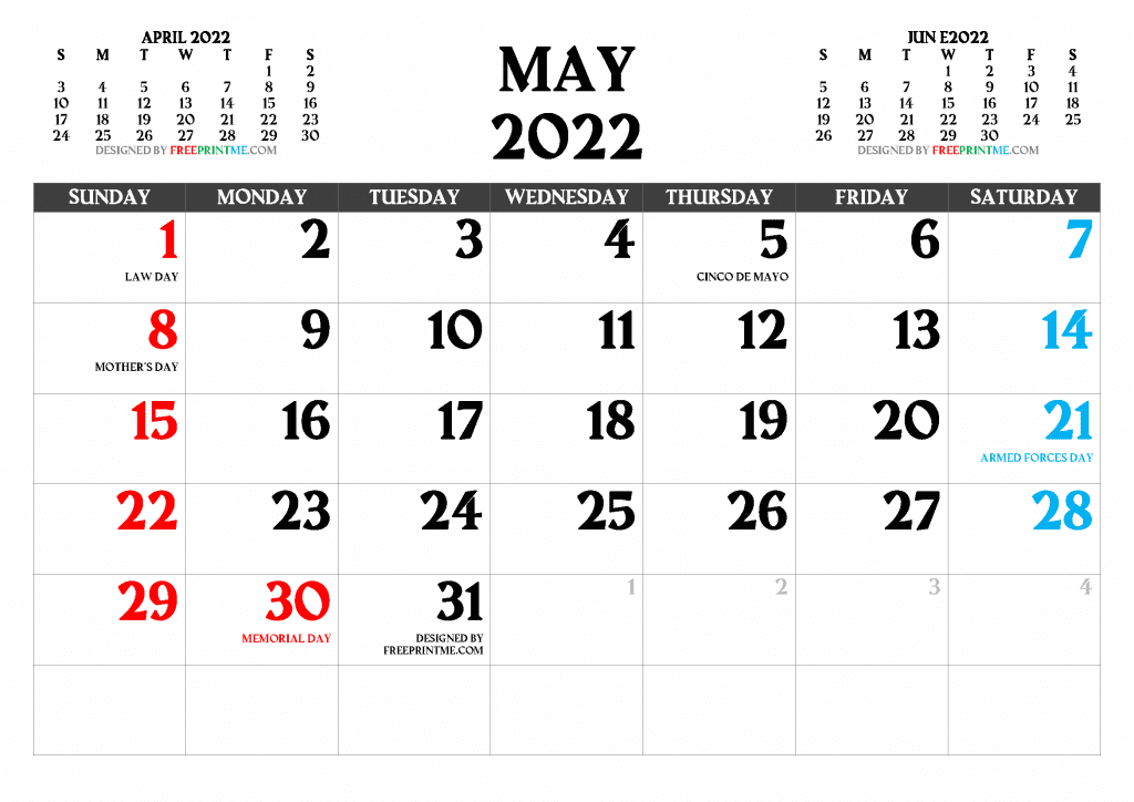 Free Calendar For May 2022 And Full Moon May 2022