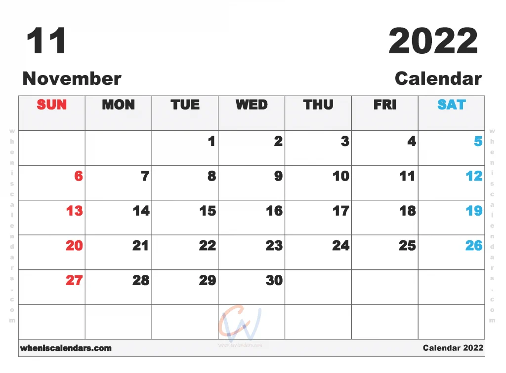 Free Printable Monthly Calendar 2022 PDF And PNG Image