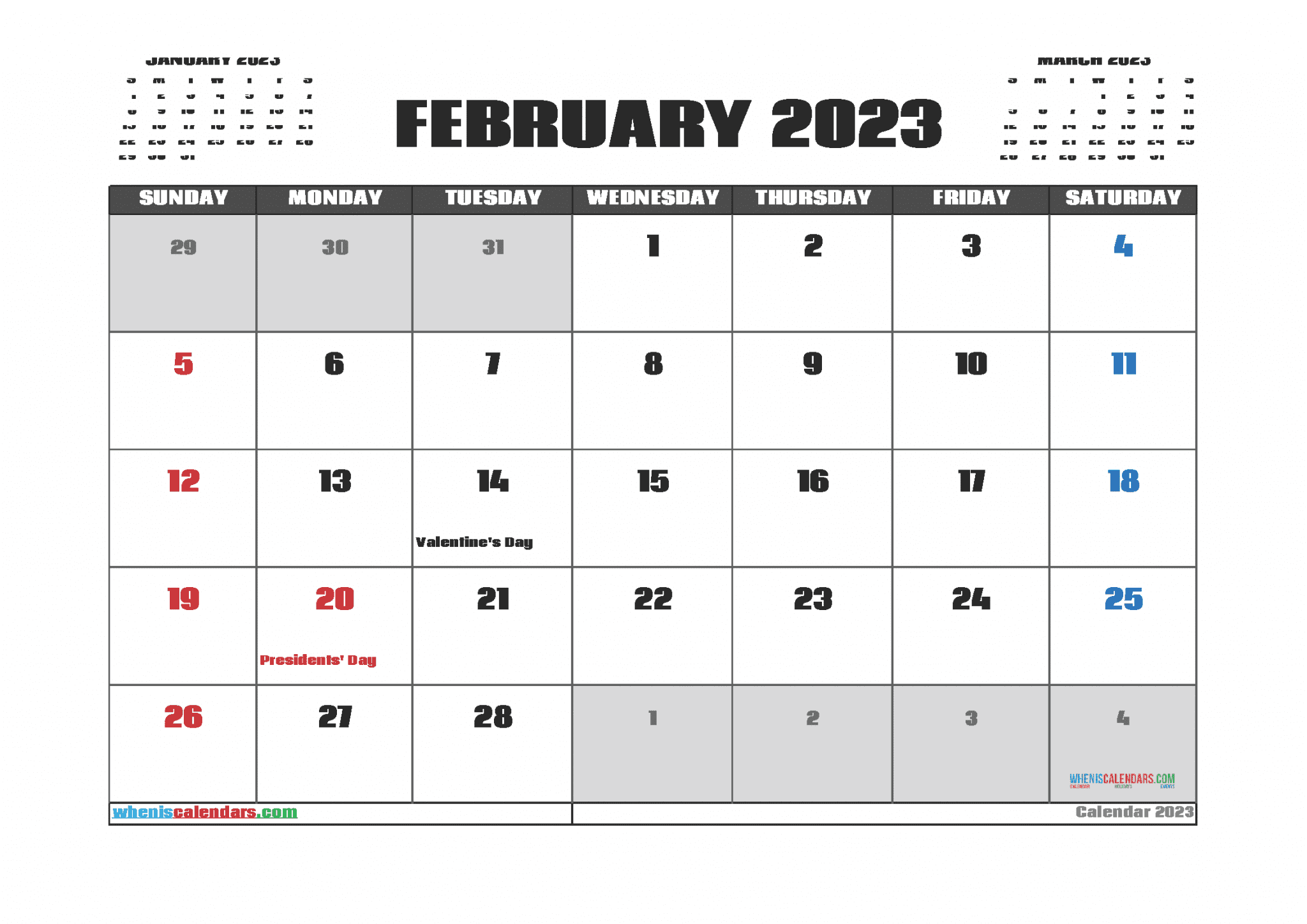 Free Printable 2023 Calendar February Pdf And Image