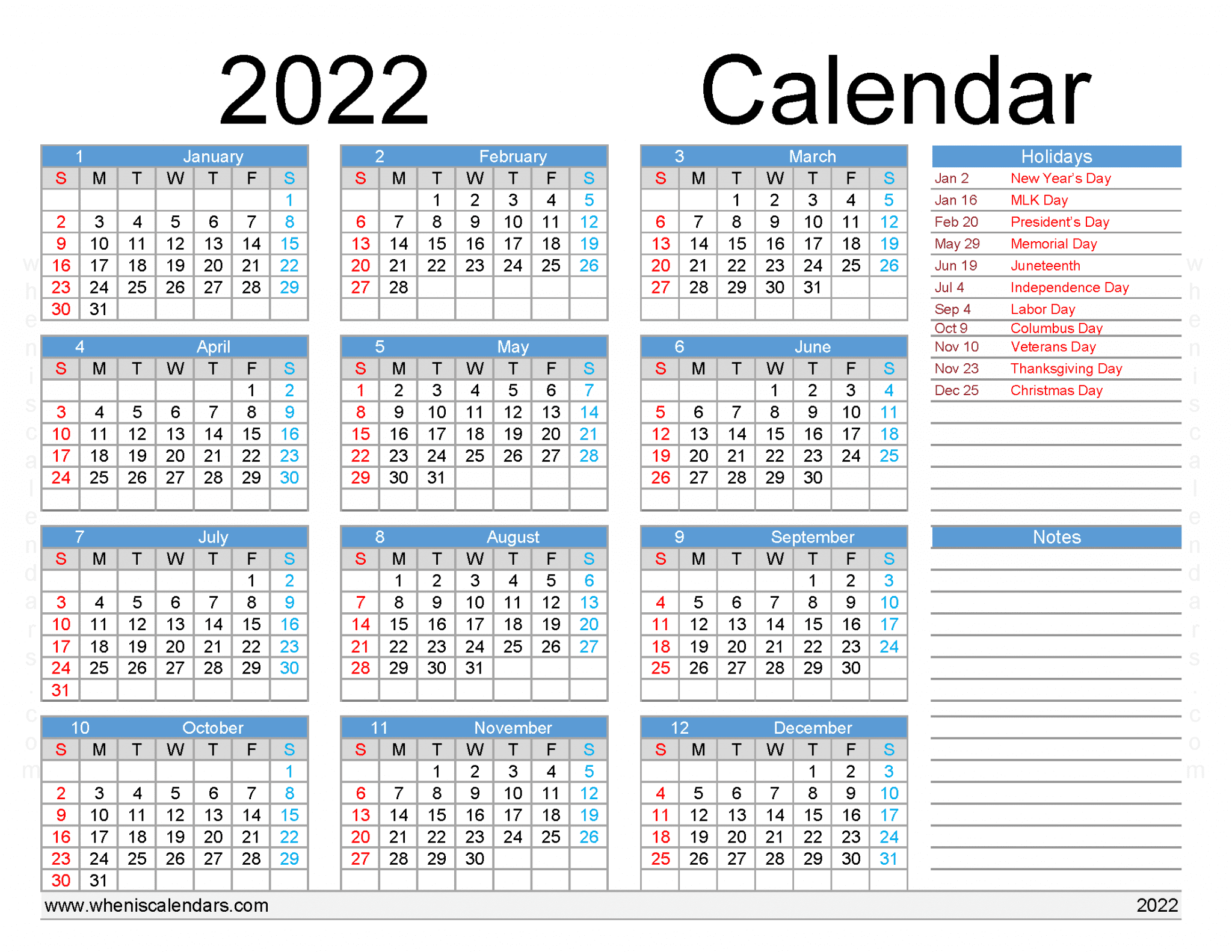 Free Printable 2022 2023 Calendar With Holidays In Landscape And Portrait