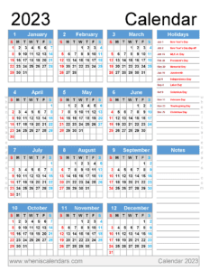 Free Printable 2023 Calendar With Holidays In Variety Formats