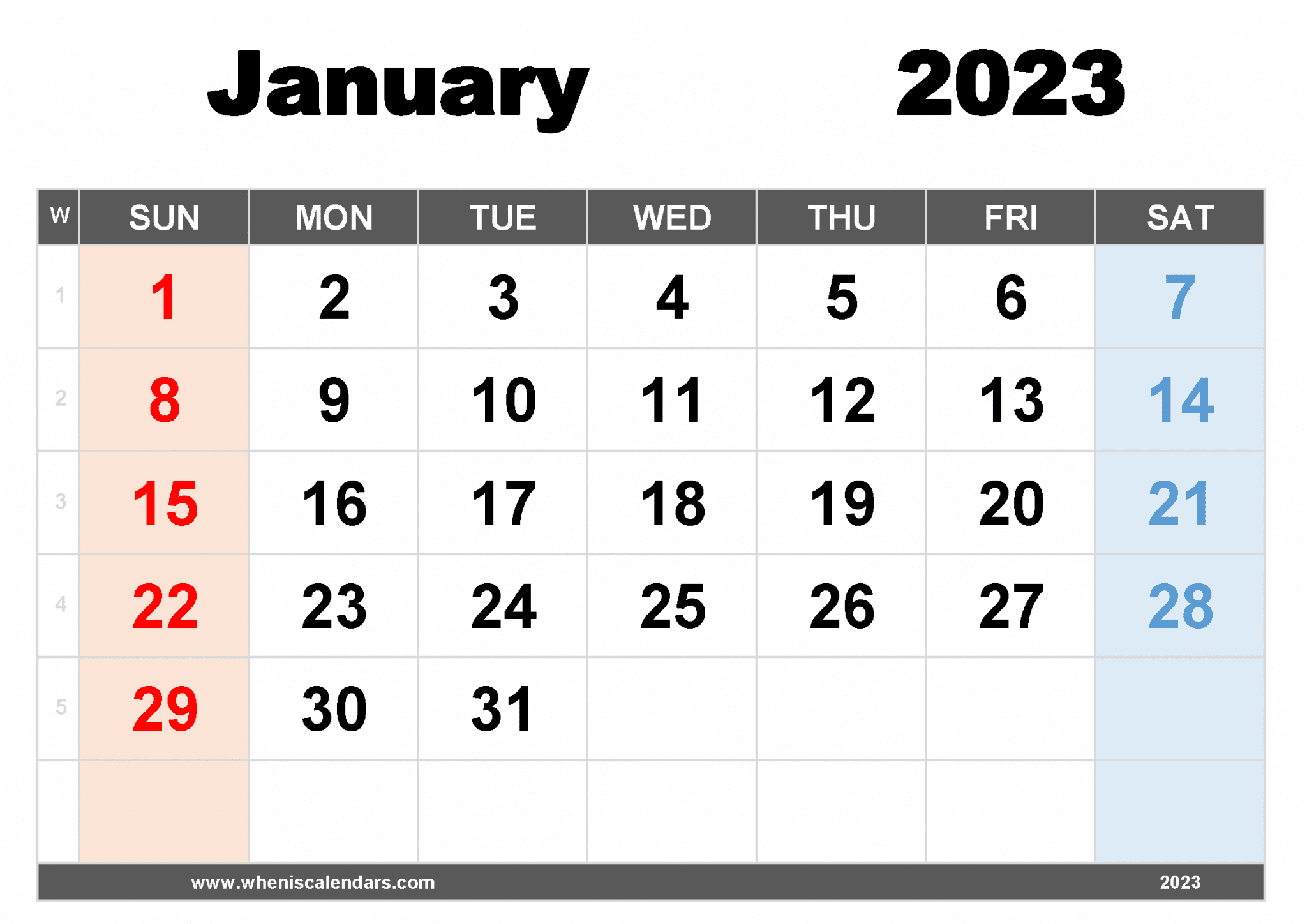 Free Printable 2023 Monthly Calendar With Week Numbers 8440