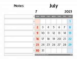 Free Blank July 2023 Calendar Printable Monthly PDF In Landscape