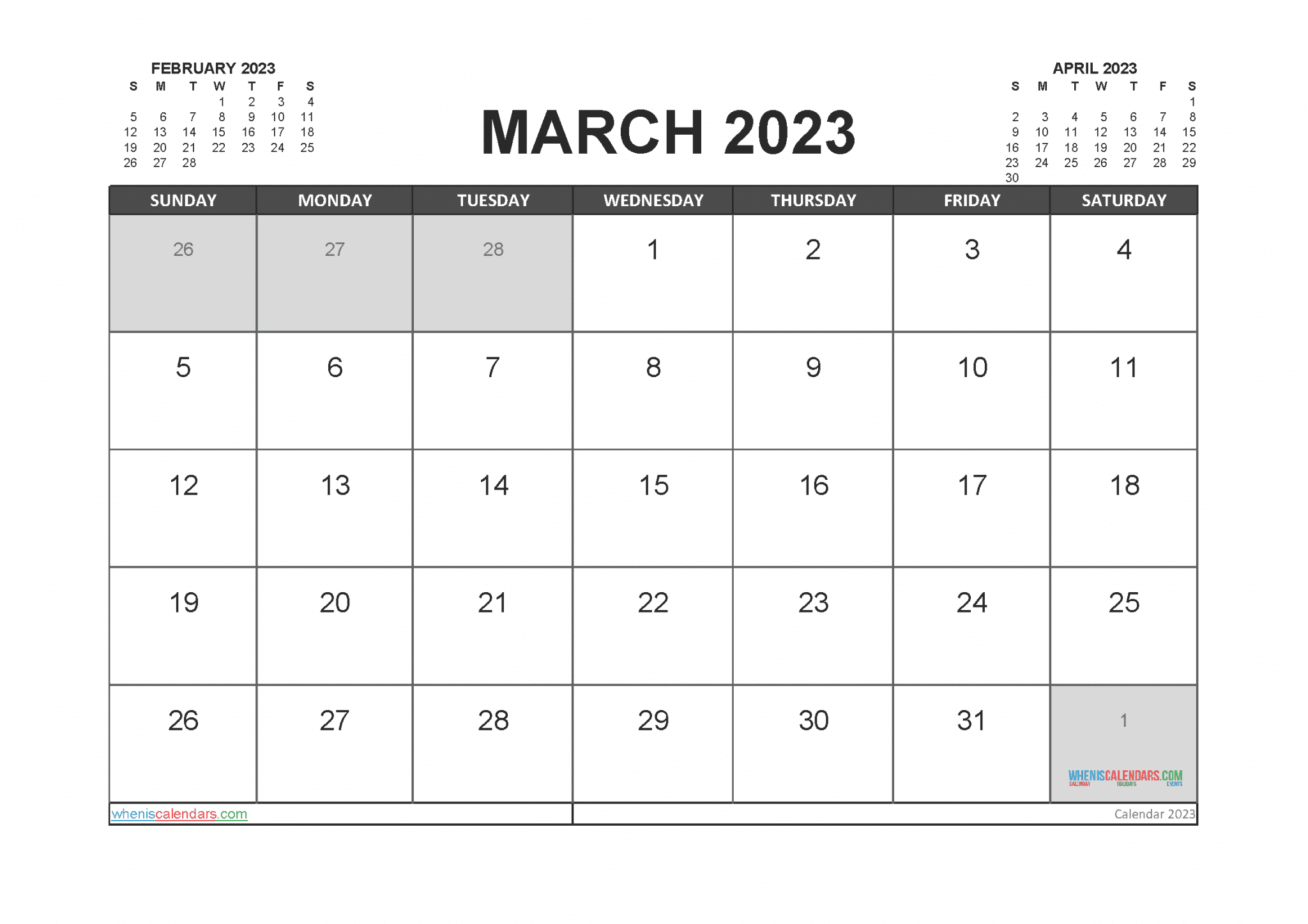 Free Printable March 2023 Calendars (PDF And Image)