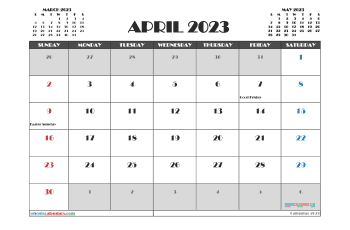 Free Printable Calendar 2023 April with Holidays PDF in Landscape (TMP: 423ha4hl18)