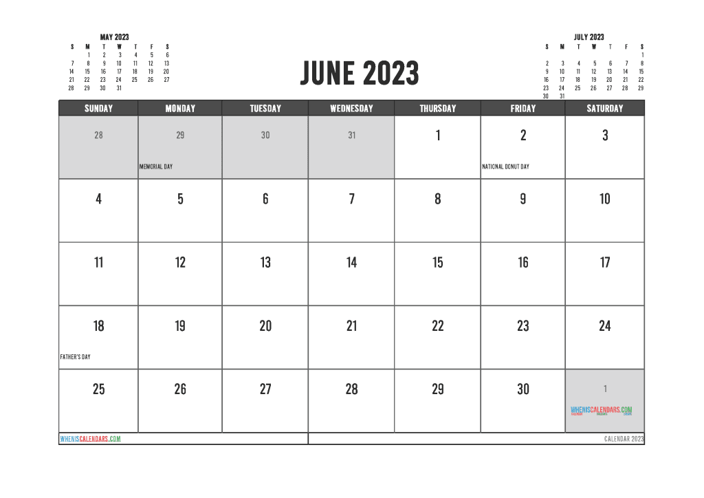 Free June 2023 Calendar Template (23288)
